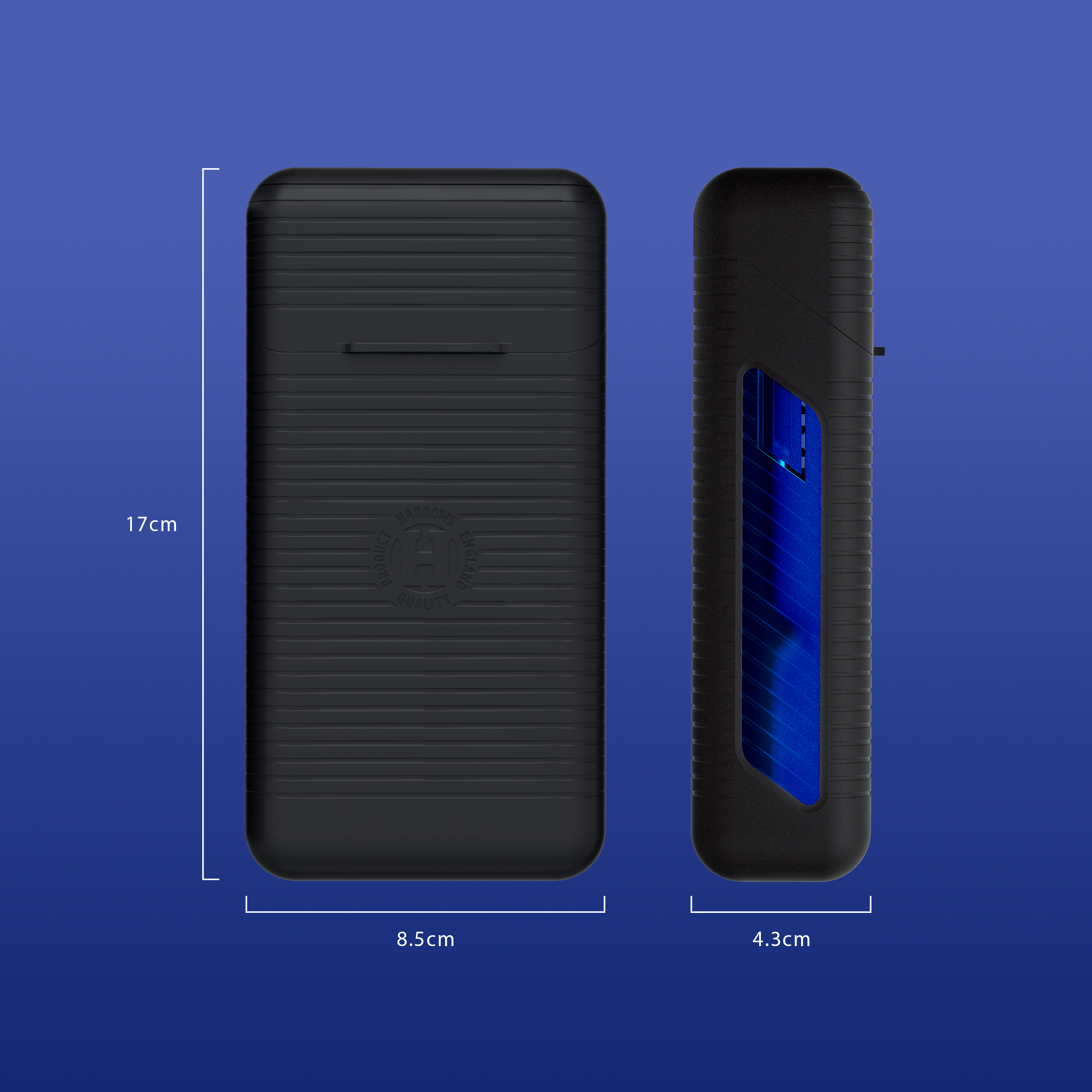 Zu sehen ist ein geöffnetes Harrows Vault Dartcase in Blau. Das Innenleben des Dartcases wird gezeigt.