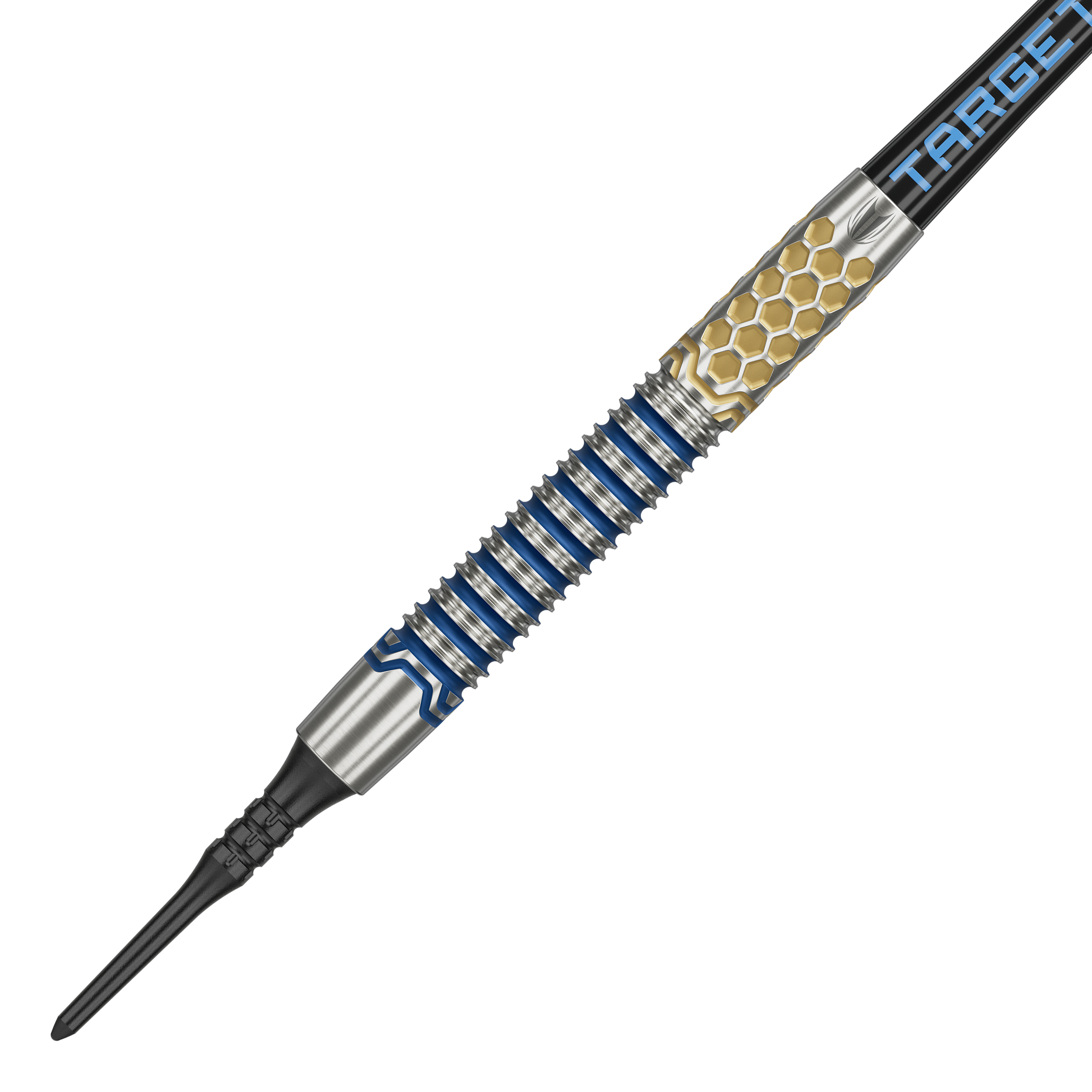 Target Josh Rock GEN1 Softdarts - 20g Dies ist der Target Josh Rock GEN1 Softdart mit einem Gewicht von 20g. Der Dartpfeil hat ein auffälliges Design mit blauen und goldenen Akzenten.