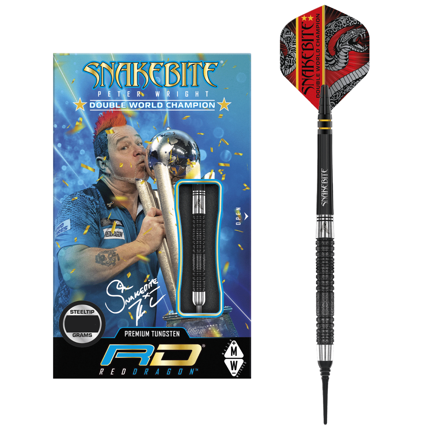 RED DRAGON - Peter Wright Snakebite PL15: Steeltip Tungsten Fléchettes  Professional 