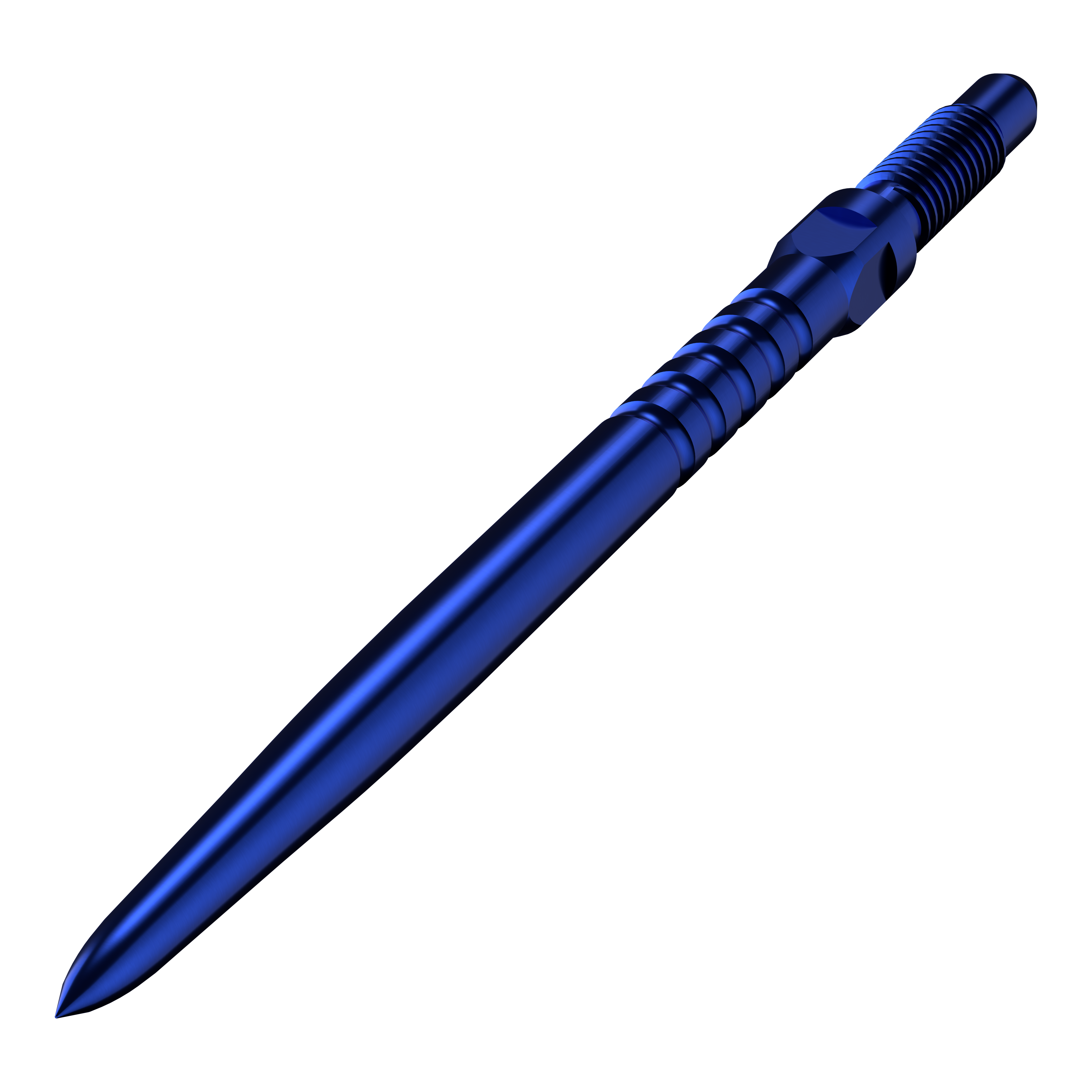 Bulls NL Convertible Point Dartspitzen - Ringed Grip - Blau Das Bild zeigt ein Produkt namens BU57713_BullsNL_Convertible_Points_RingedGrip_Blau_32mm_2. Vermutlich ist es ein blauer Dartspitze mit Ringed Grip und 32mm Länge.
