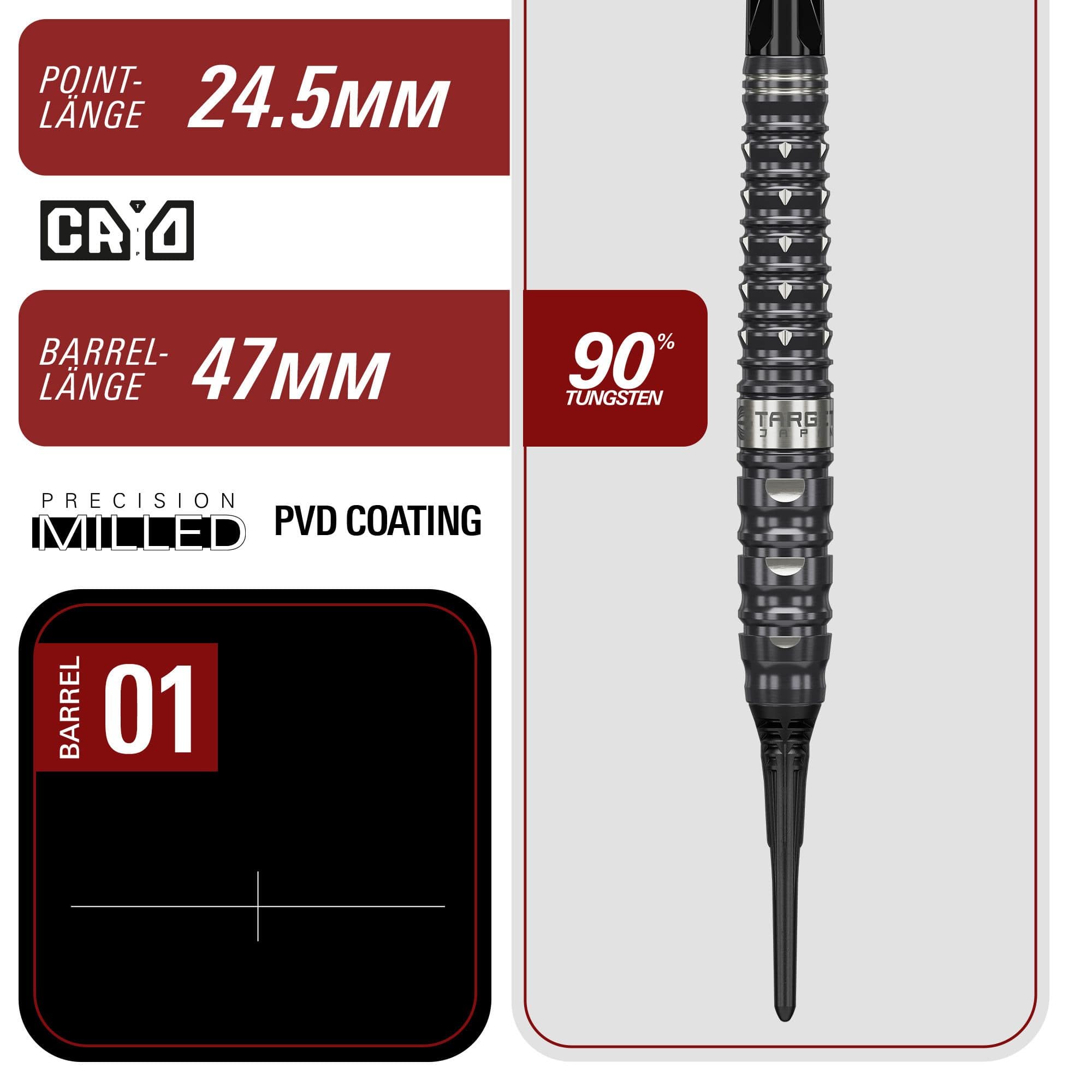 Target Black Marque Eclipse Softdarts - 21g Abgebildet sind die Target Black Marque Eclipse Softdarts mit einem Gewicht von 21g. Die Darts bestechen durch ihr modernes und stilvolles Aussehen.