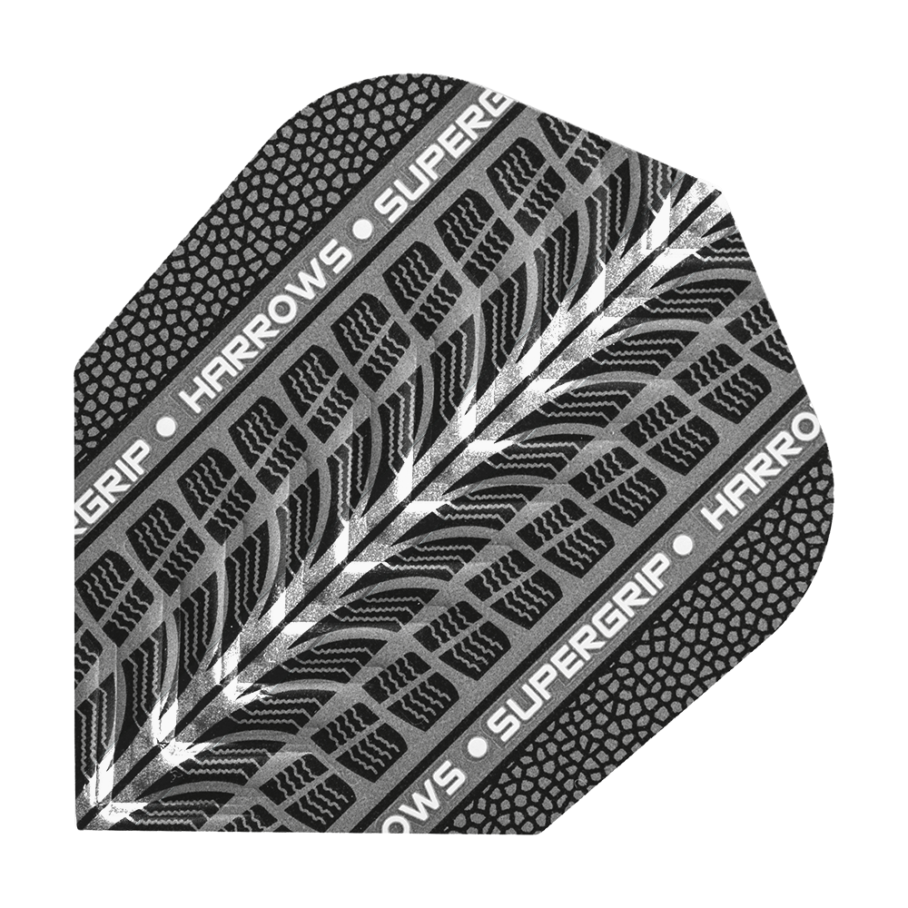 Harrows Supergrip Weiß No6 Flights Das Bild zeigt die Harrows Supergrip Weiß No6 Flights. Es handelt sich um weiße Dart-Flights für präzises Spiel.
