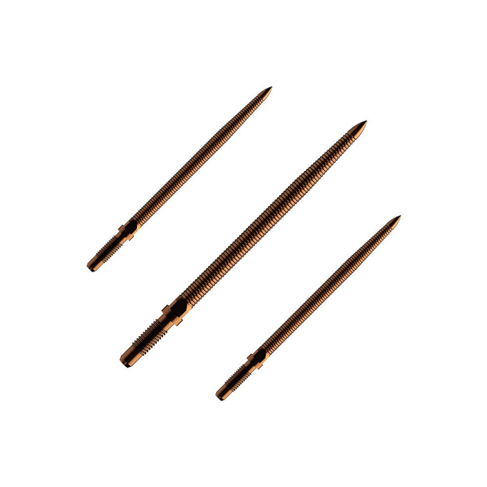Bulls NL Convertible Point Dartspitzen - Micro Grip - Bronze Das Bild zeigt einen Dartspitzen-Satz mit MicroGrip in Bronze. Die Spitzen sind 32mm lang.