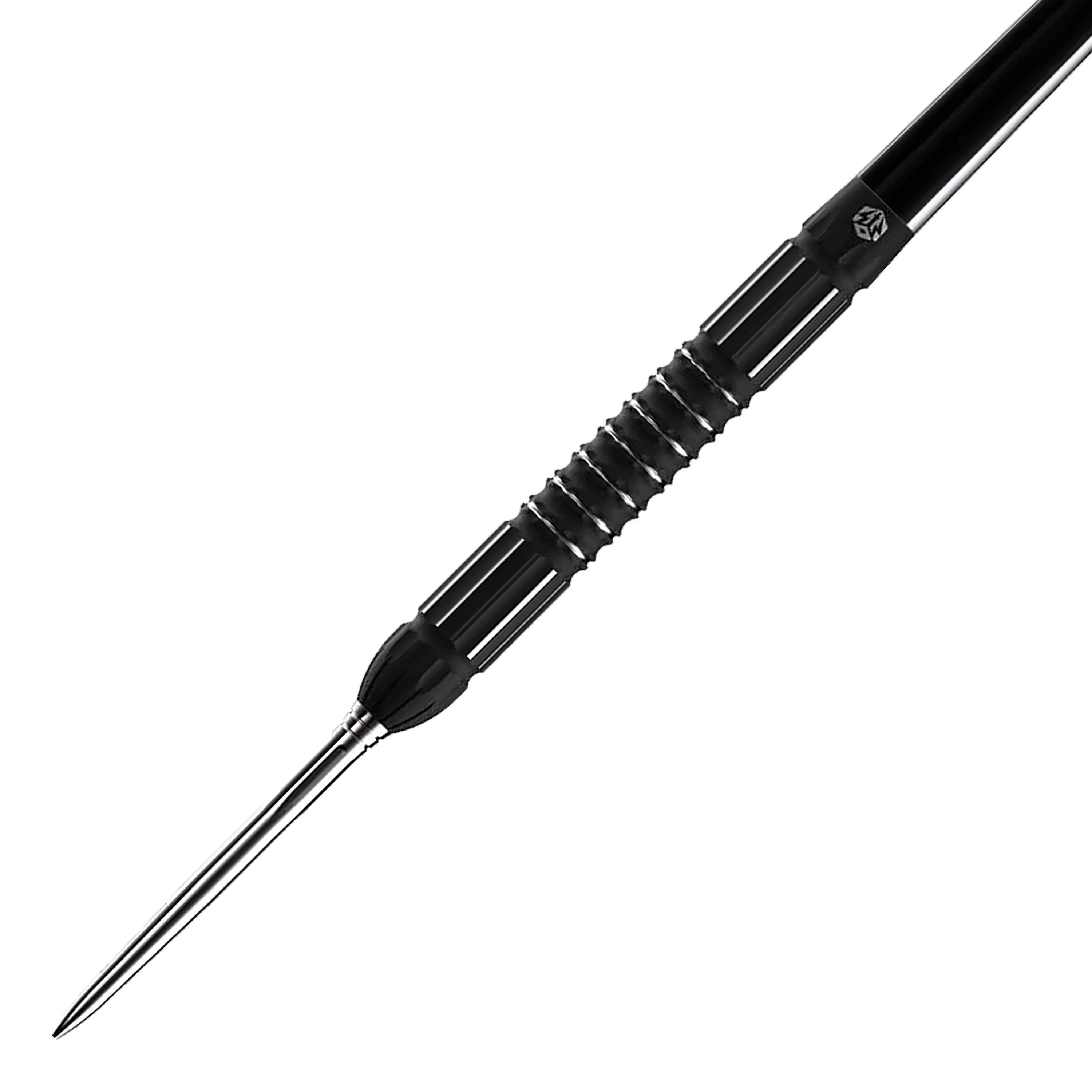 Caliburn Sword S2 Steeldarts Das Bild zeigt den Caliburn Sword S2 Steeldart. Der Dartpfeil hat ein schwarzes, geriffeltes Griffstück und eine silberne Spitze.