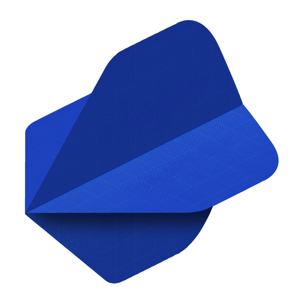 Nylon-Stoff Flights - Standard - BLAU Das Bild zeigt ein blaues Nylon-Stoff Flight für Dartpfeile. Das Flight hat eine glatte Oberfläche und abgerundete Ecken.