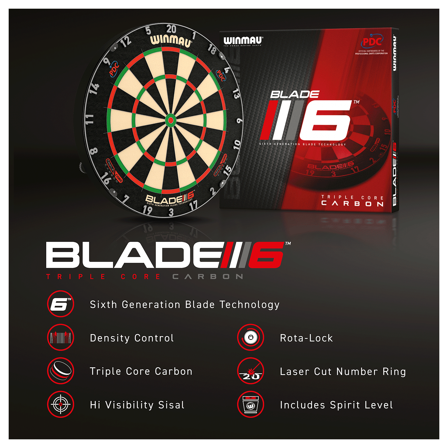 Winmau Blade 6 Triple Core Carbon PDC Dartboard