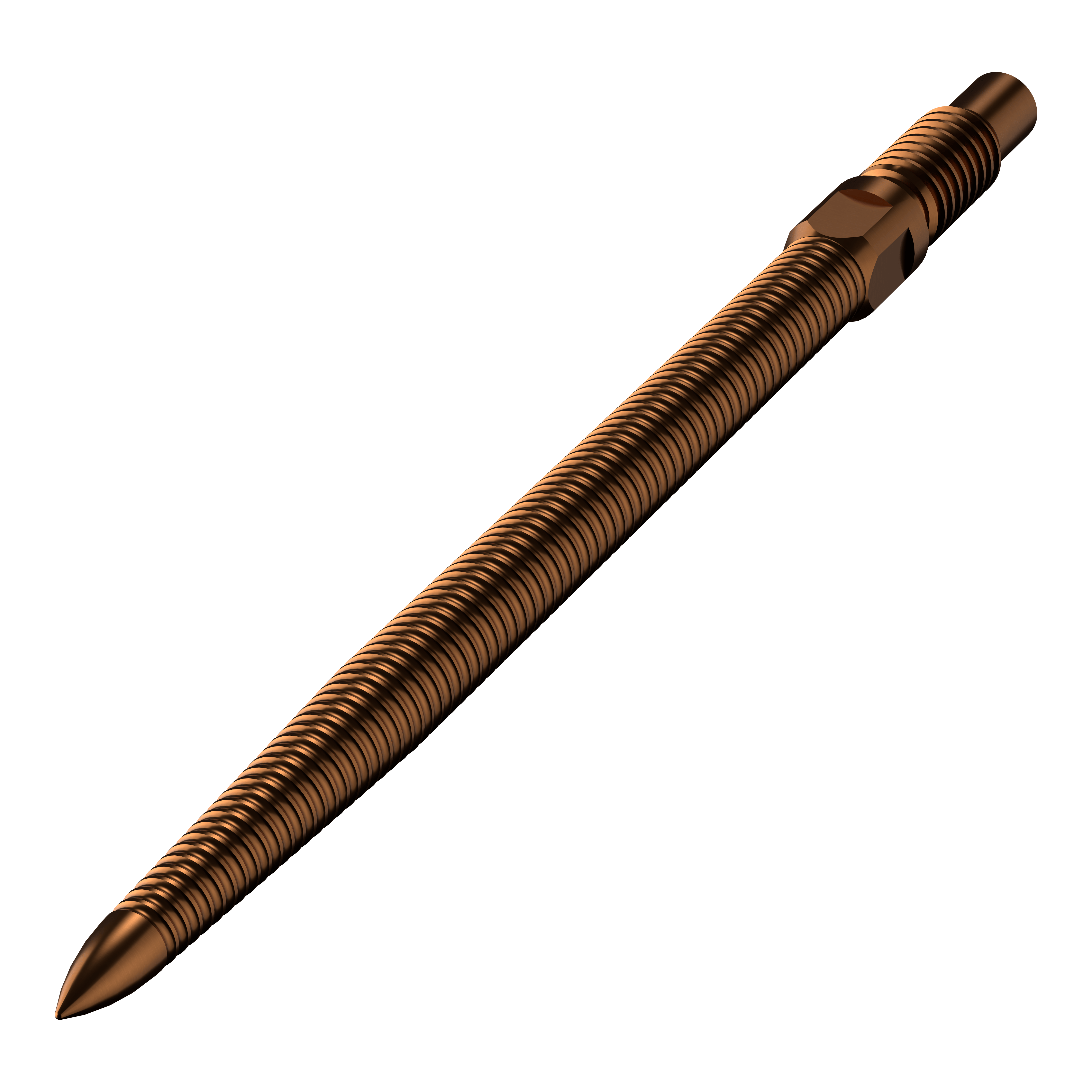 Abgebildet ist eine einzelne Dartspitze mit MicroGrip in Bronze. Die Länge der Spitze beträgt 32mm.
