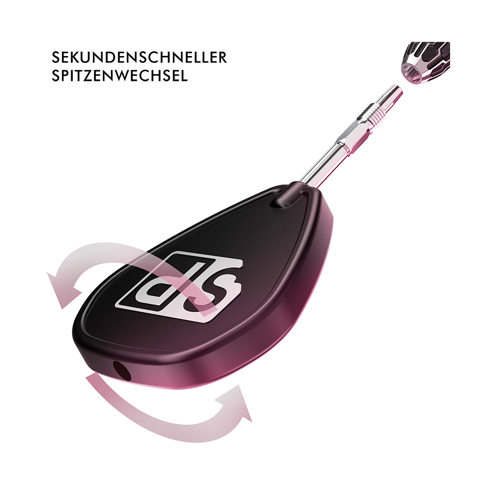 340000-Target-Swiss-Point-Tool-2 Das Bild zeigt das Produkt "Target Swiss Point Tool". Es ist ein Werkzeug zum Wechseln der Spitzen bei Dartpfeilen.