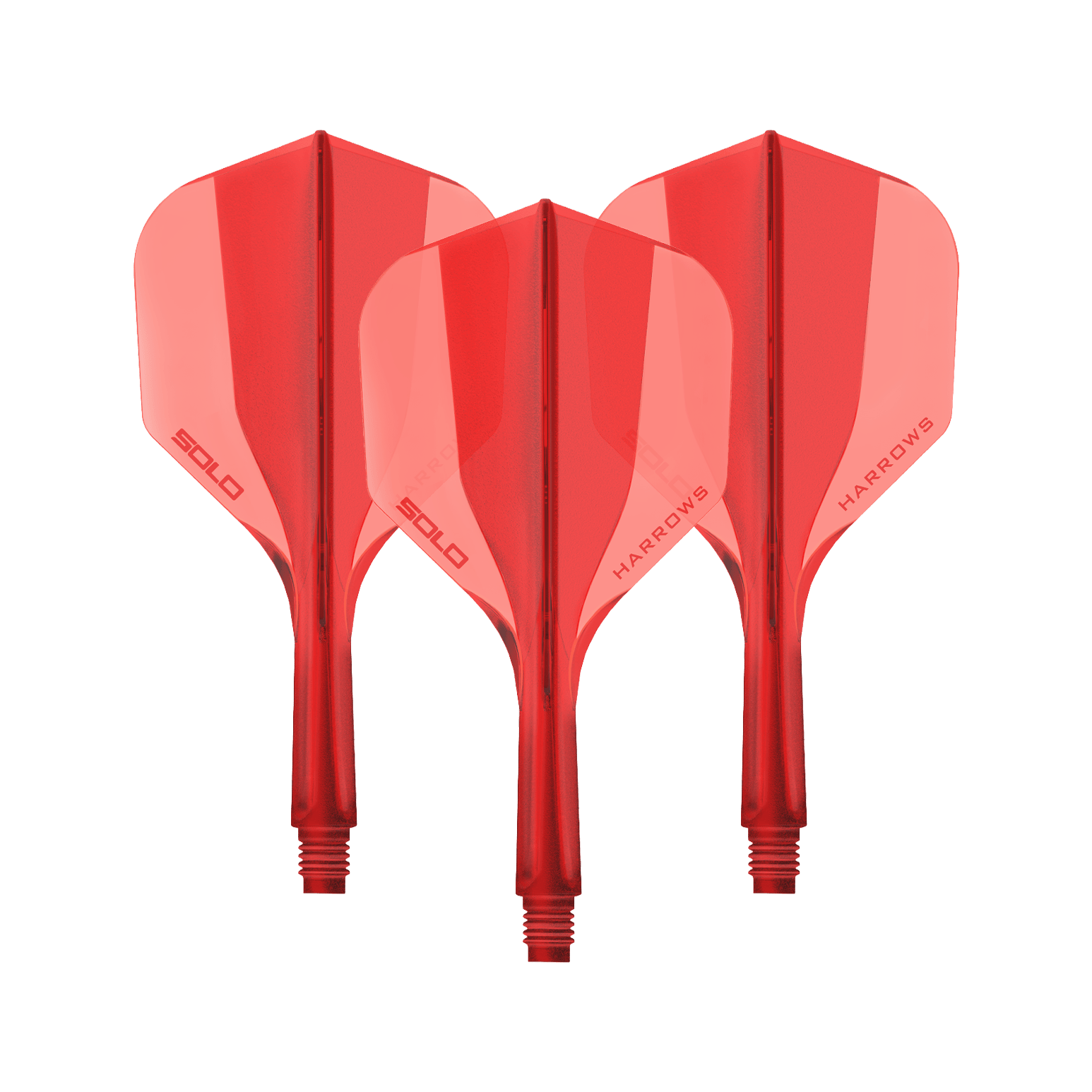Ein Harrows Solo No6 Flight Shaft System in Rot, 20mm lang. Das Bild zeigt ein Set Dart Shafts in kräftigem Rot.