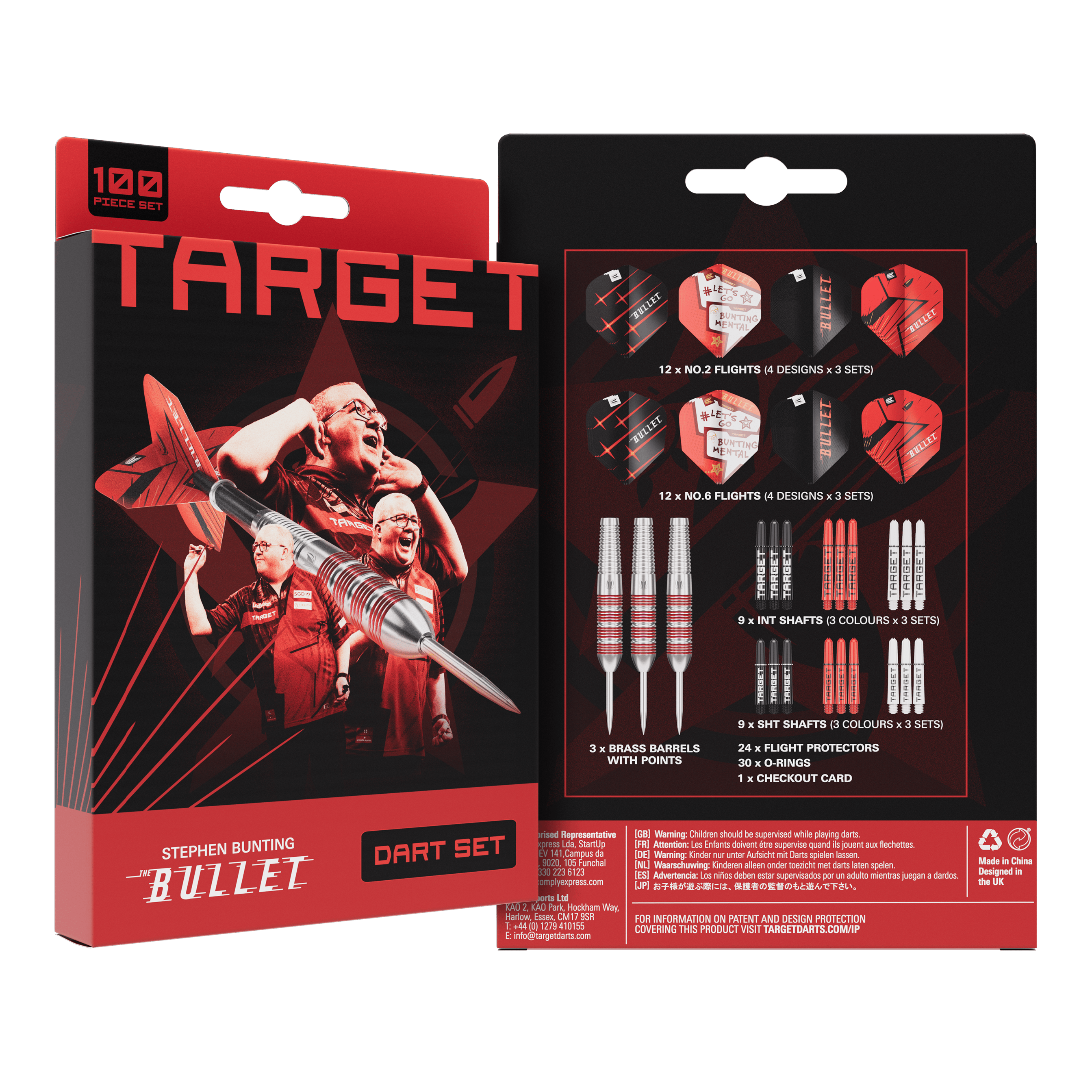 Target Stephen Bunting Bullet 100 Teile Brass Steeldart Set - 22g Target Stephen Bunting Bullet 100 Teile Brass Steeldart Set - 22g