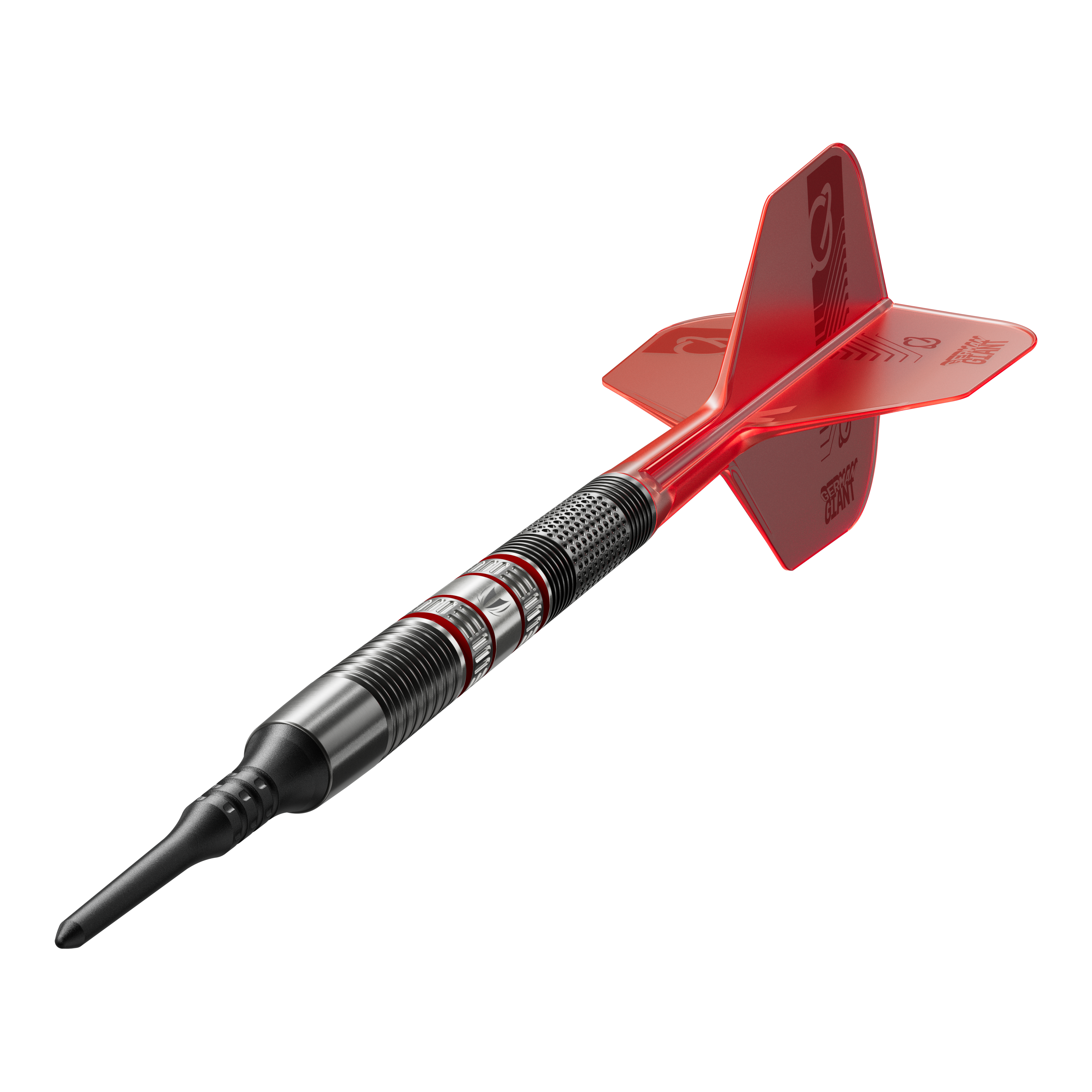 Target Gabriel Clemens 95K Softdarts - 19g Dies ist ein Target Gabriel Clemens 95K Softdart mit einem Gewicht von 19g. Der Dartpfeil hat ein schwarzes Barrel mit roten und silbernen Akzenten sowie einen roten Flight.