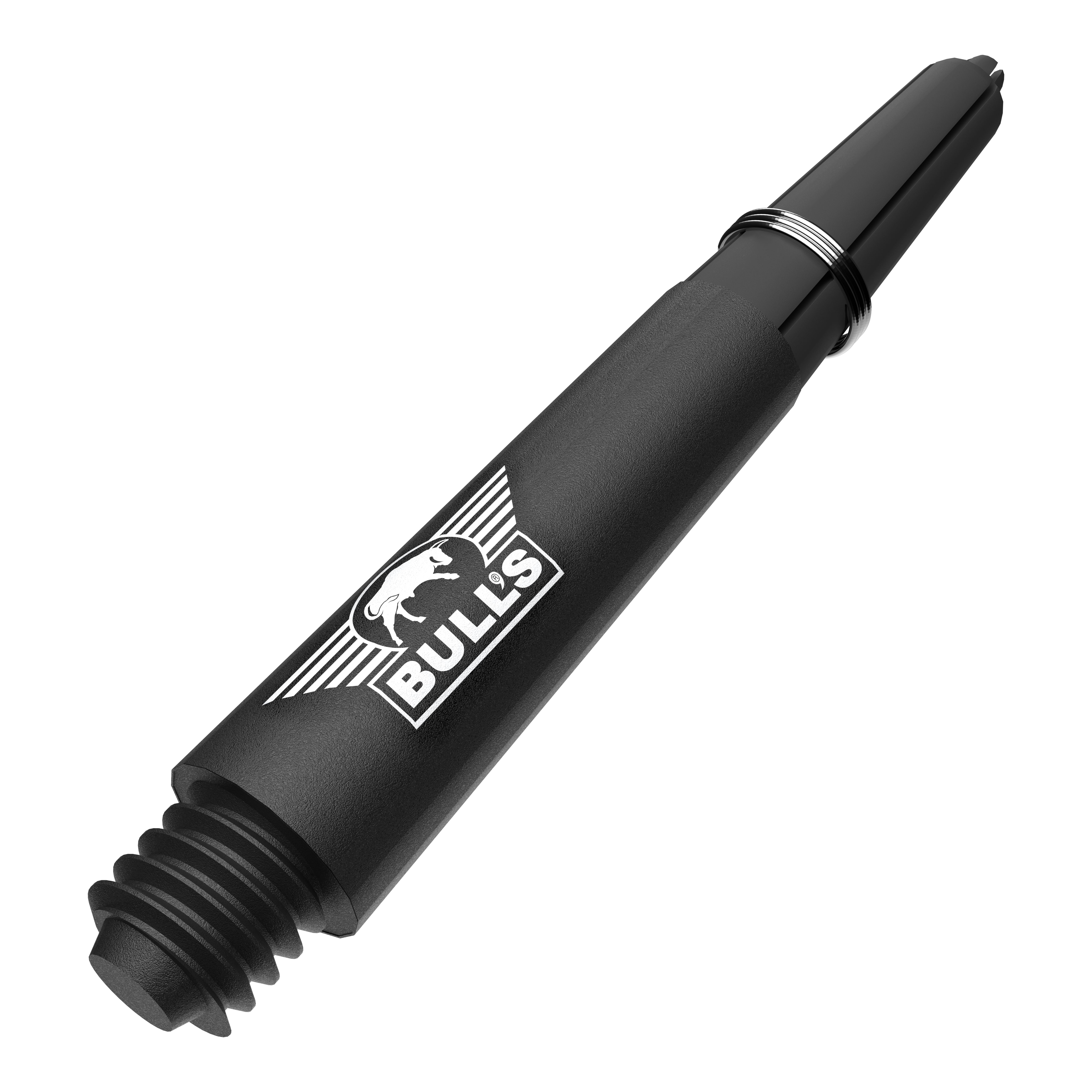 Bulls NL Capo Carbon Shafts - Schwarz Ein Bild mit dem Dateinamen BU55340_BullsNL_Capo_Carbon_Shafts_Schwarz_Short_34mm_2. Abgebildet ist wahrscheinlich ein zweiter kurzer schwarzer Carbon-Shaft für Darts.