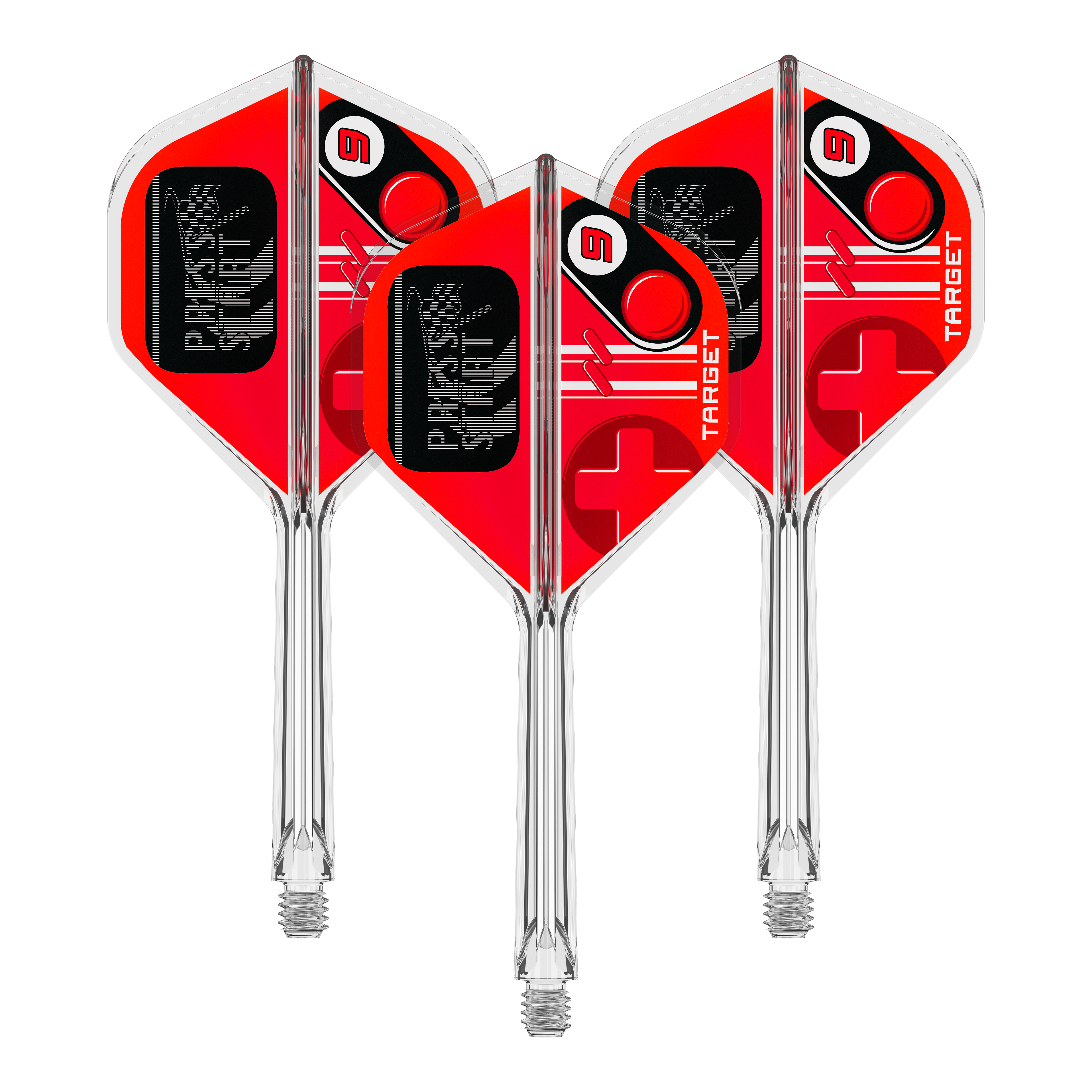 Target K-Flex Press Start No2 Standard Flights Abbildung des Dartzubehörs 410587_Target_K-Flex_PressStart_No2_Standard_Flights_33mm_1Set. Das Bild repräsentiert eine Produktvariante mit mehreren Teilen.