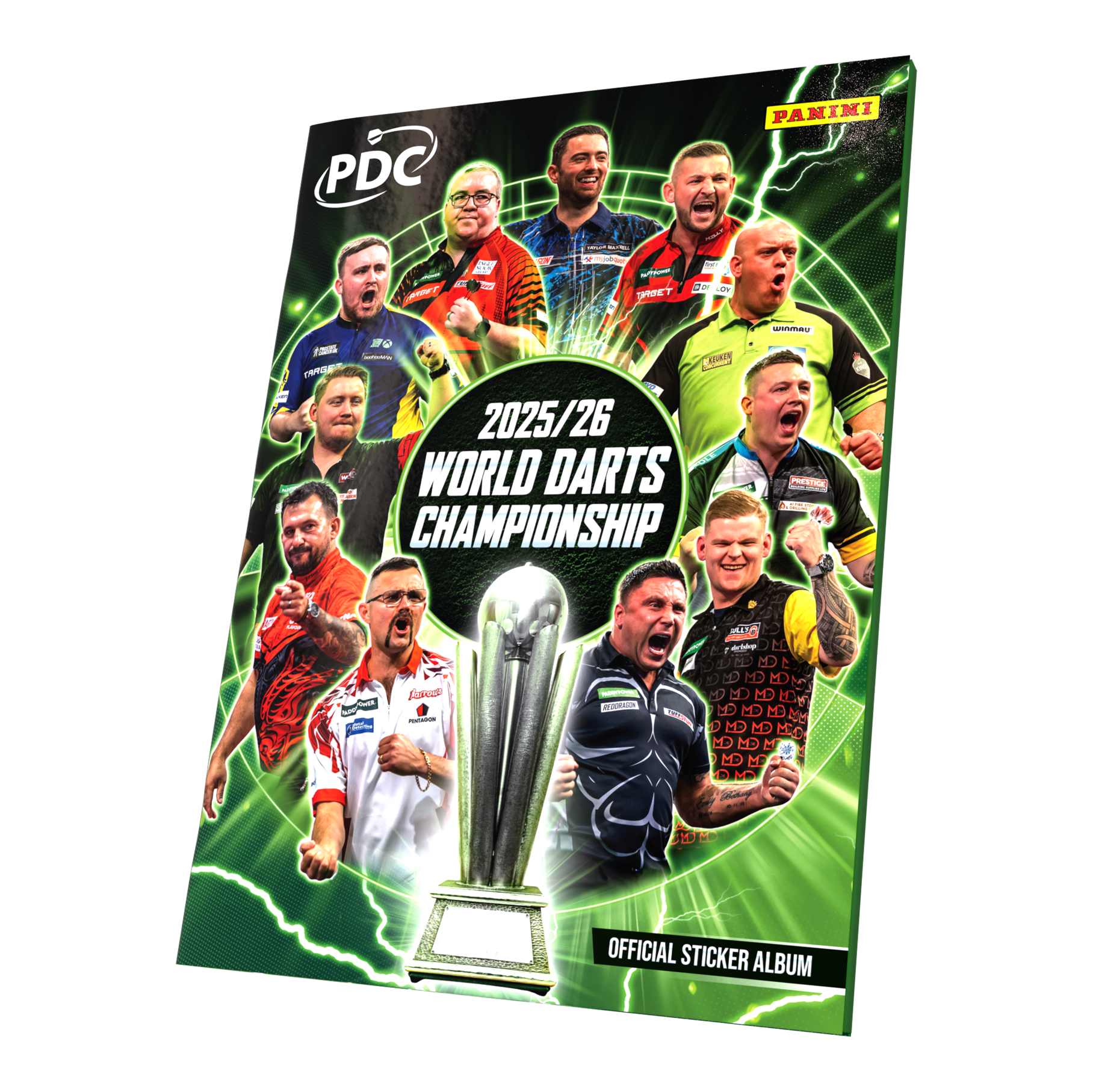Panini PDC World Darts Championship 2025/26 - Official Sticker Softcover Sammelalbum Panini PDC World Darts Championship 2025/26 - Offizielles Sticker-Sammelalbum als Softcover zu sehen. Das Sammelalbum ist für die Kollektion von Panini-Stickern rund um die Weltmeisterschaft gedacht.