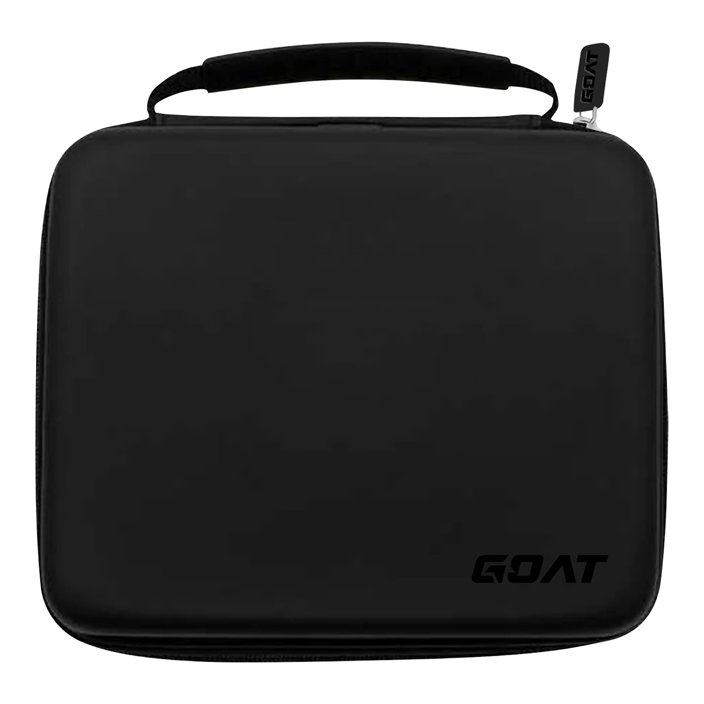 GOAT Locker XXL Dartwallet Das Bild zeigt ein schwarzes, rechteckiges Etui mit einem Henkel oben. In der unteren rechten Ecke befindet sich das Logo „GOAT“.