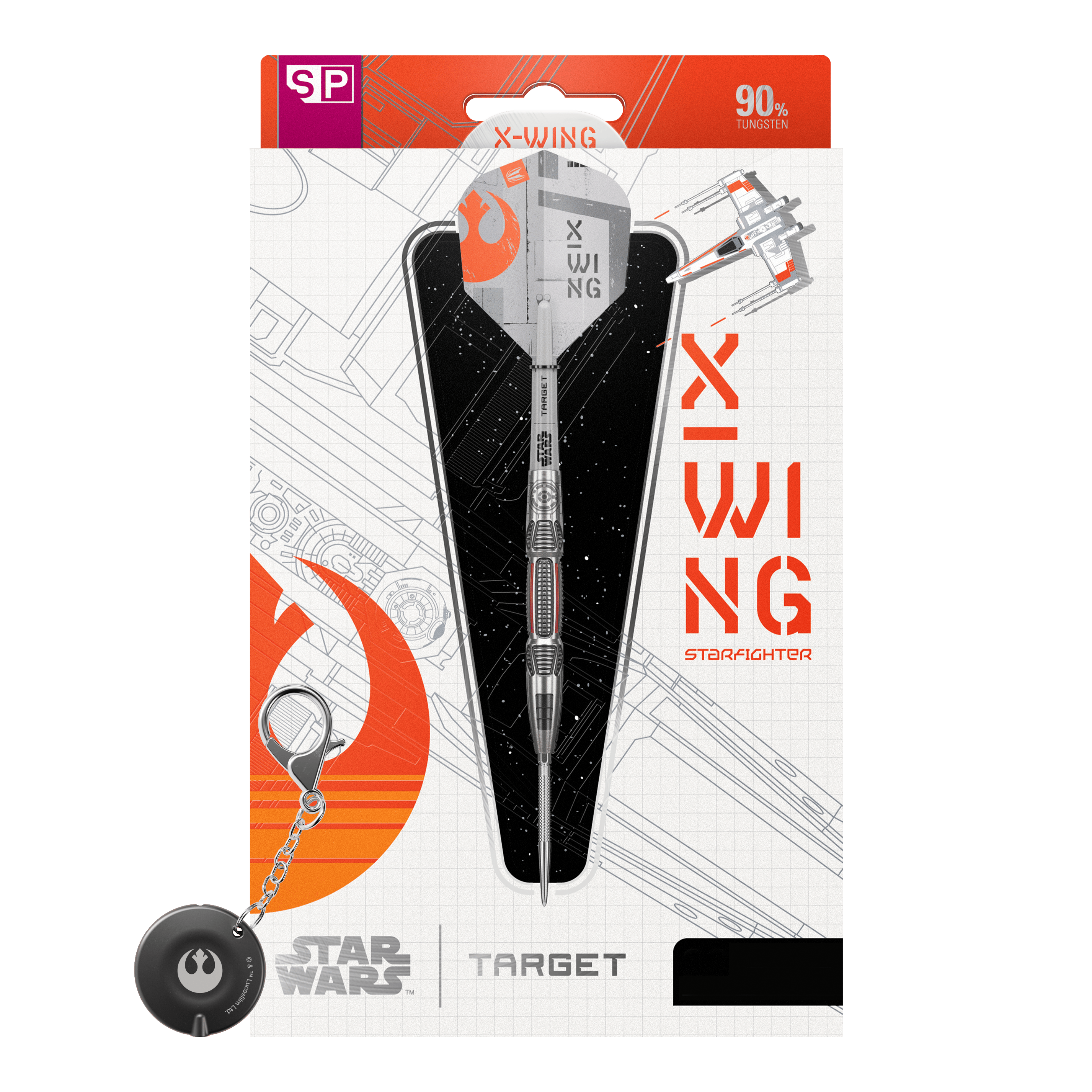 Target Star Wars X-Wing Swiss Point Steeldarts Zu sehen ist das Produkt Target Star Wars X-Wing Swiss Point Steeldarts. Diese Steeldarts sind inspiriert von dem berühmten X-Wing aus Star Wars.