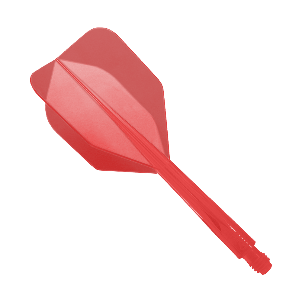 Das Bild zeigt ein rotes Dartflight-System mit integriertem Schaft. Es handelt sich um das Modell "Condor Axe Red Flight-System Small - XL - 37,5 mm".