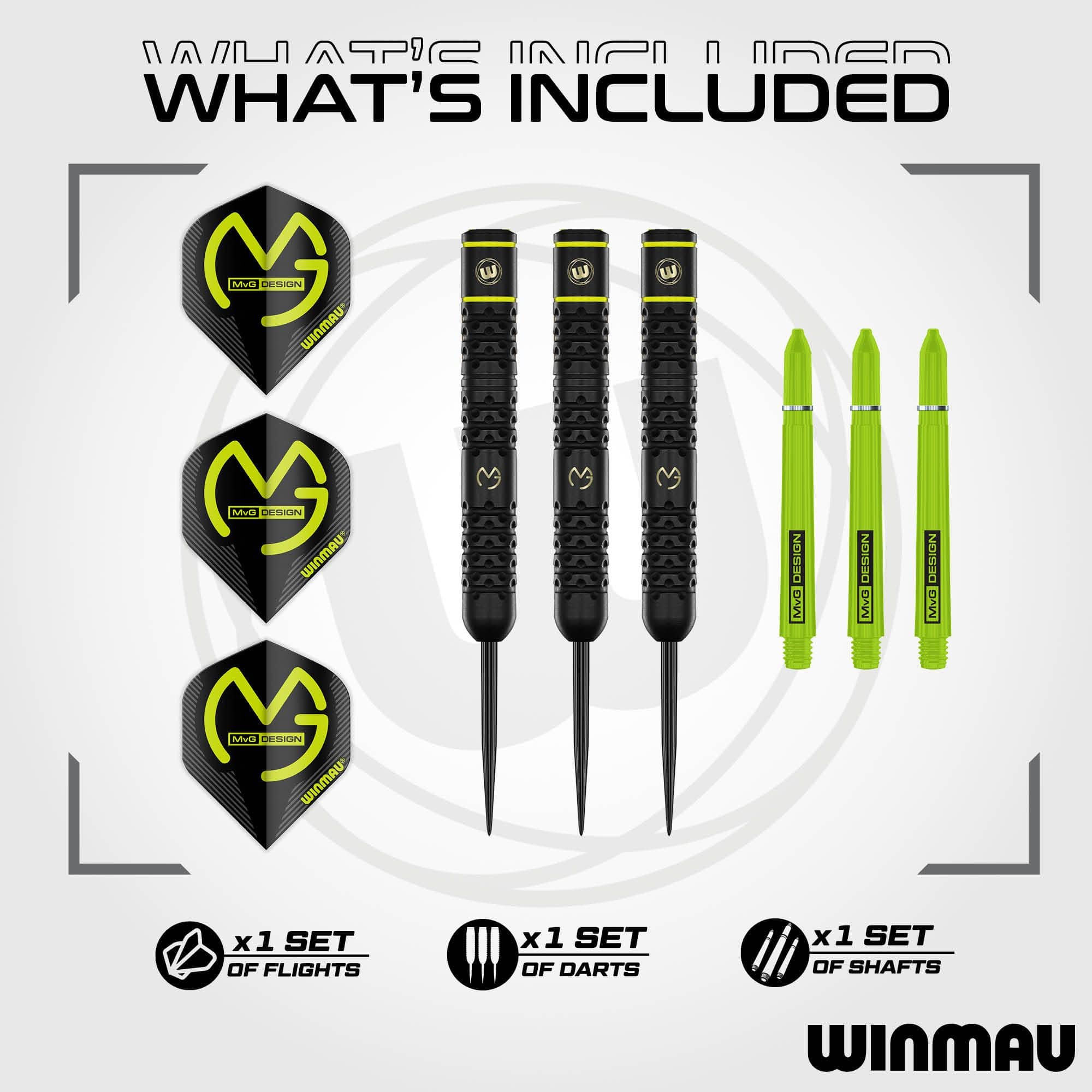 Abgebildet sind die Winmau Michael Van Gerwen Steeldarts mit 21 Gramm. Diese Darts zeichnen sich durch hohe Qualität aus.