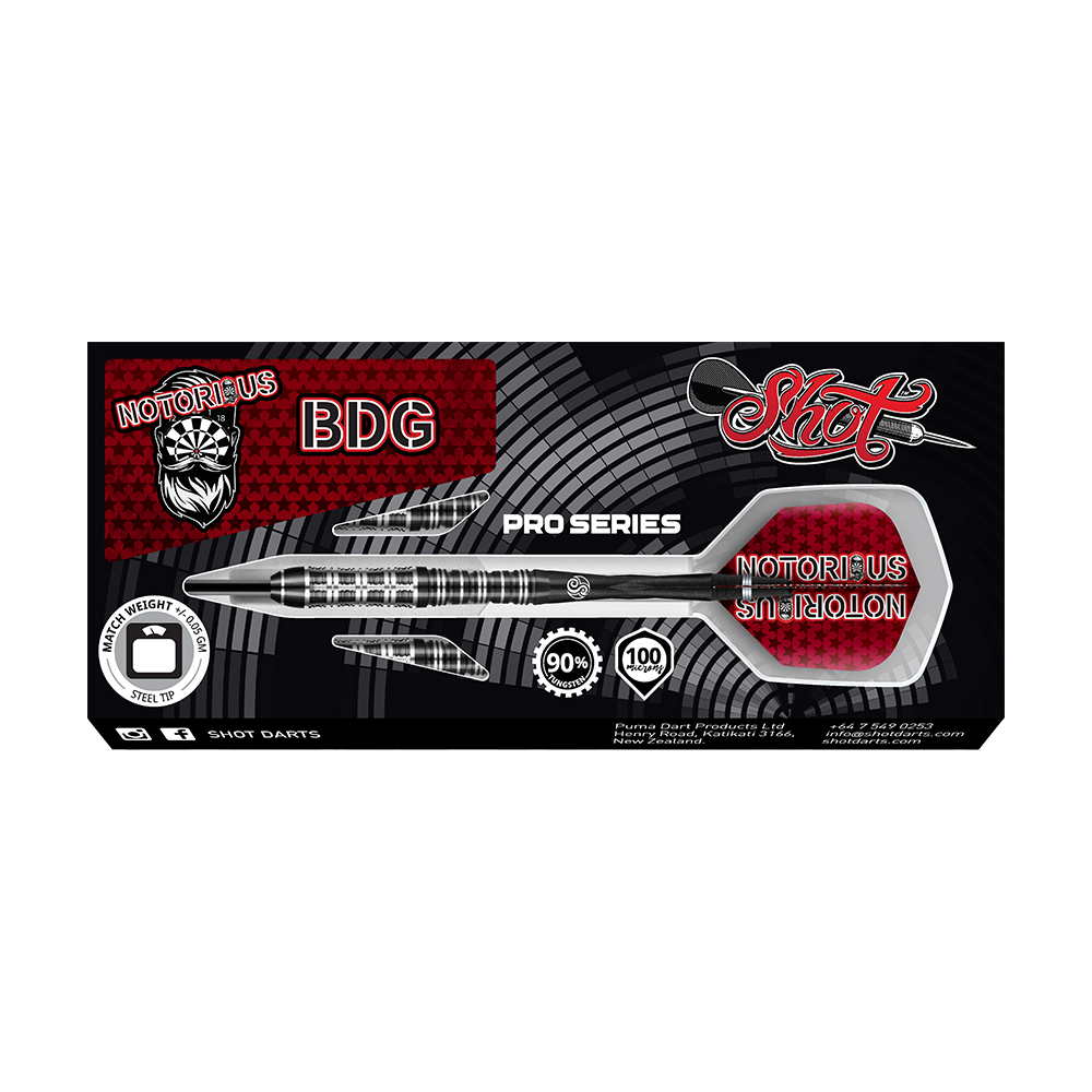 Shot Pro Series Jason Watt Notorious BDG Steeldarts - 24g
