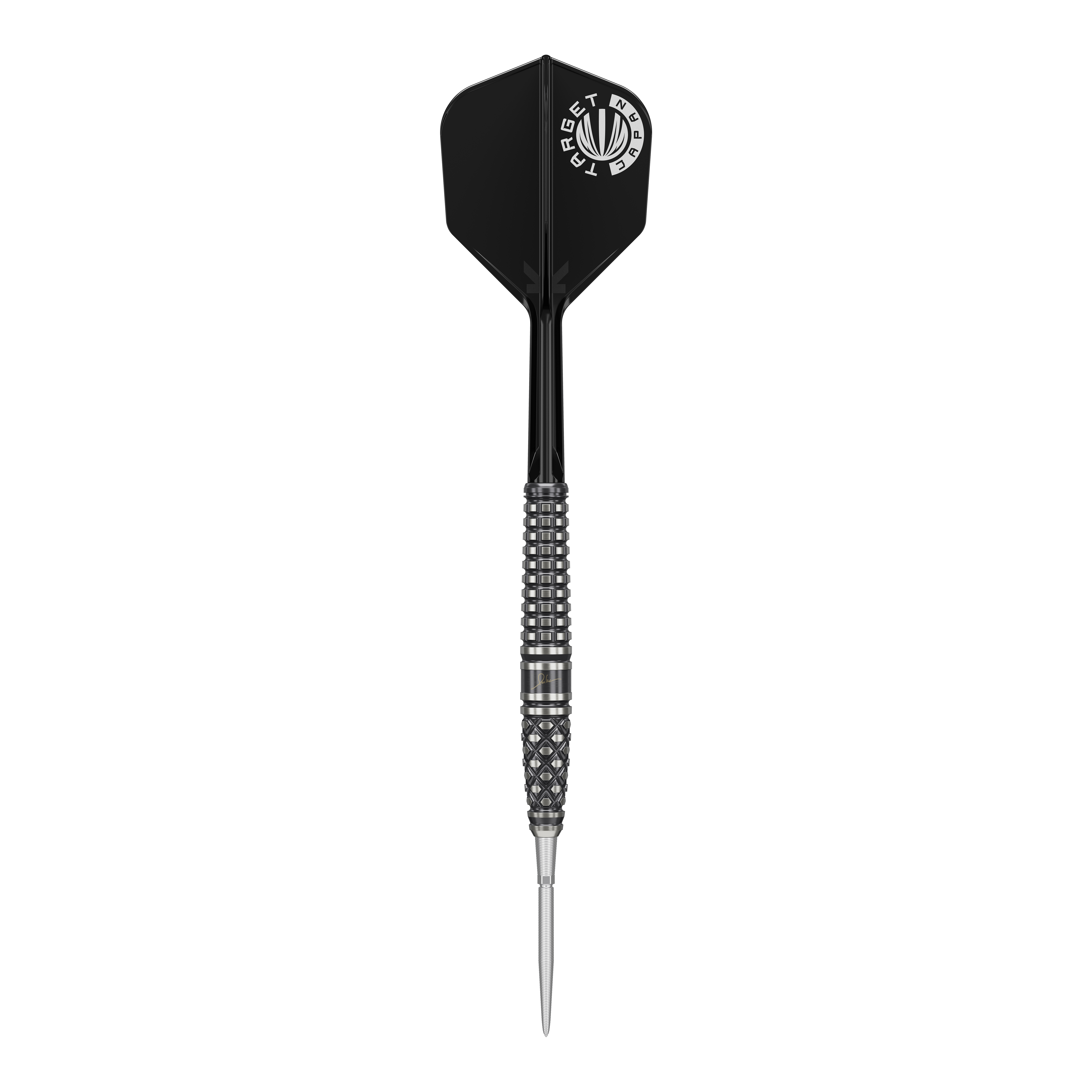 Target Japan Paul Lim The Legend GEN8 Swiss Point Steeldarts - 24g Auf dem Bild ist ein schwarzer Steeldartpfeil mit silbernen Akzenten zu sehen. Es handelt sich um das Modell "Target Japan Paul Lim The Legend GEN8 Swiss Point" mit 24g.