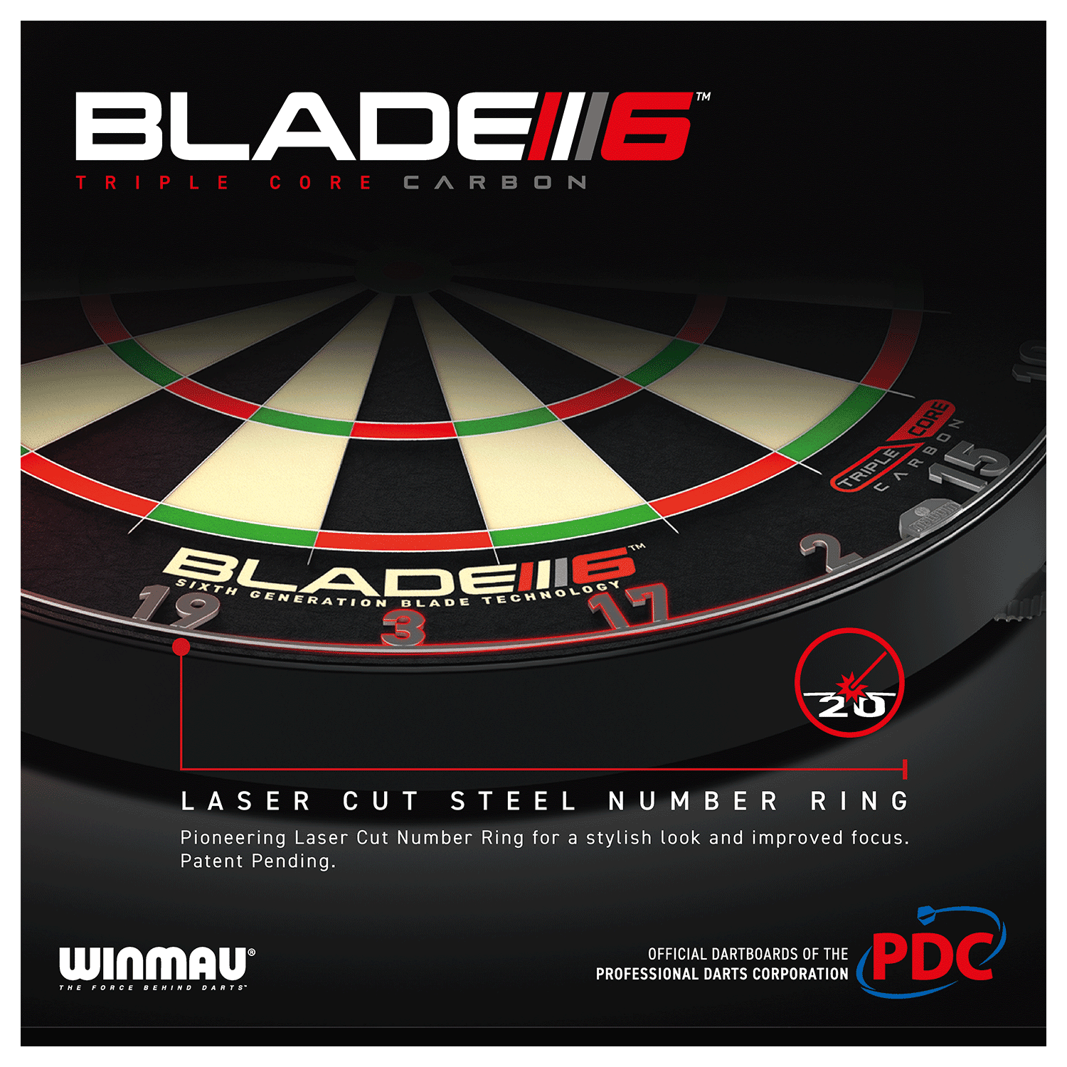 Winmau Blade 6 Triple Core Carbon PDC Dartboard