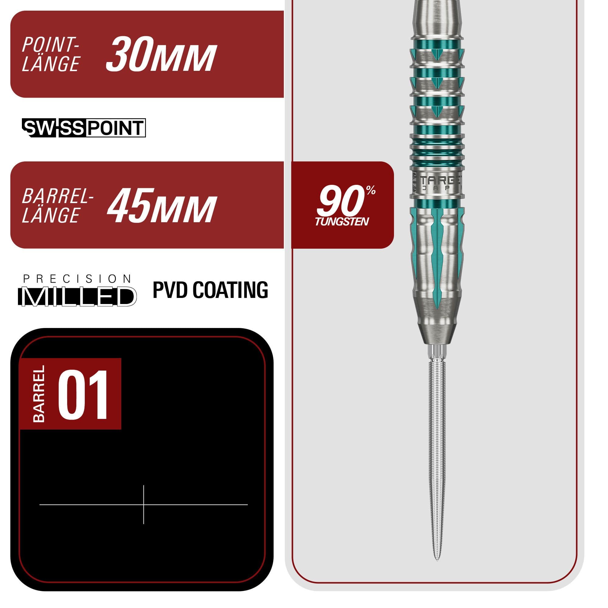 Target Japan Black Marque Pierce Swiss Point Steeldarts Zu sehen sind die Target Japan Black Marque Pierce Swiss Point Steeldarts. Die Darts überzeugen durch ihr modernes Design.
