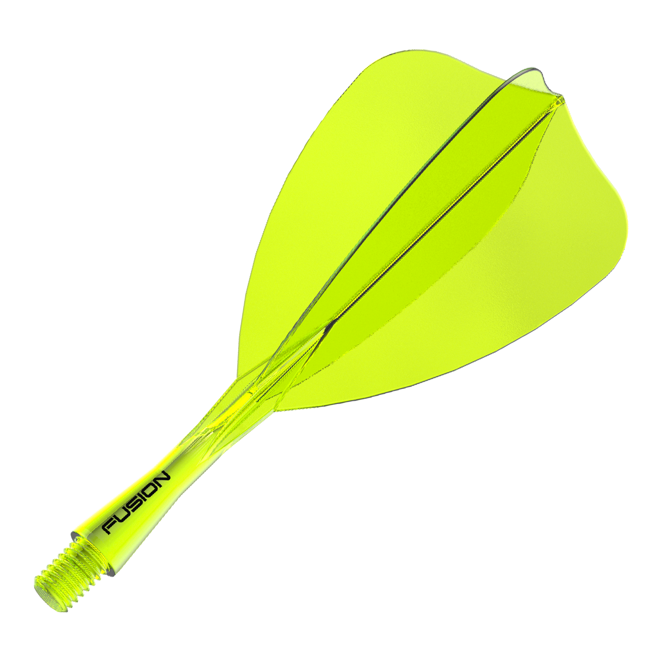 Winmau Fusion Flight-Shaft-System Arrow Neon Yellow Abgebildet ist ein einzelner neon-gelber Dart-Schaft und -Flight des Winmau Fusion Flight Shaft Systems Arrow 22mm. Dieses Zubehör ist für den Dartsport geeignet.