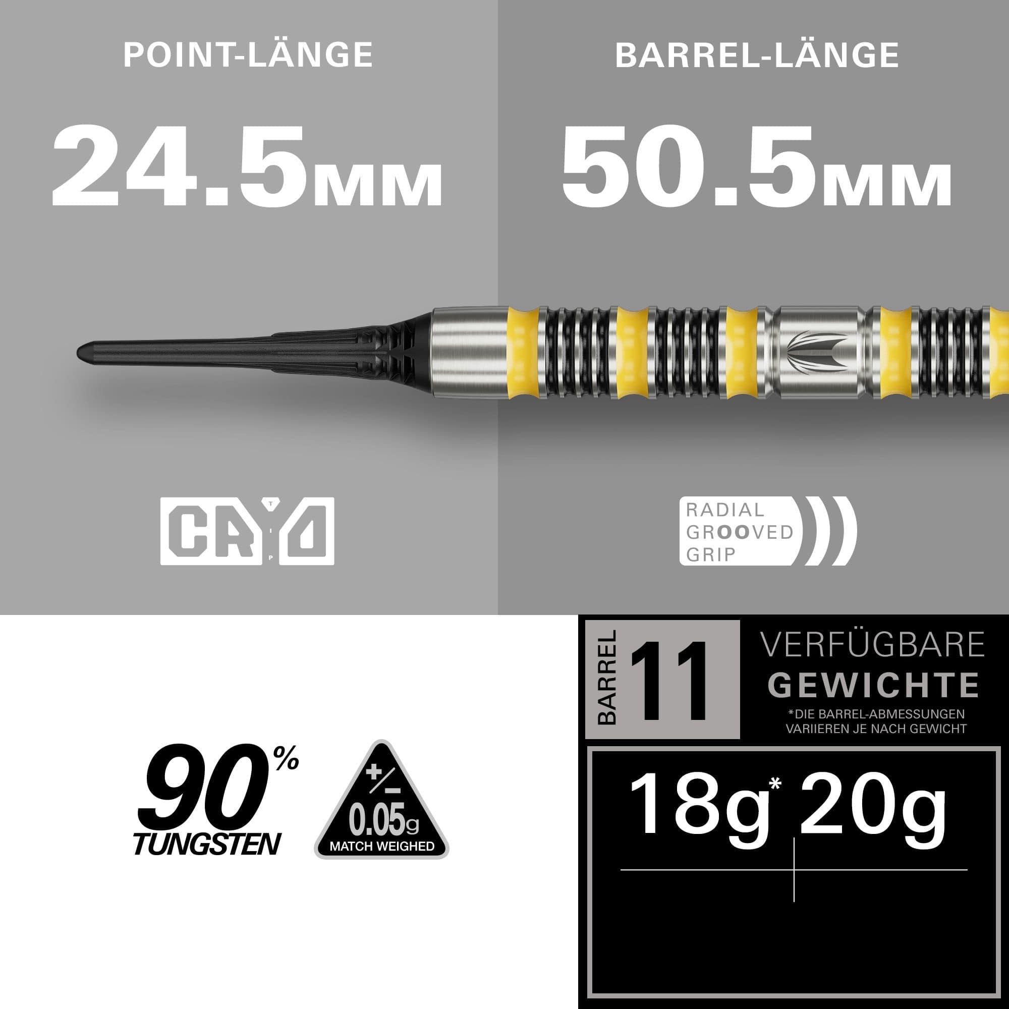 Target Buzz 11 Softdarts Das Foto zeigt die Target Buzz 11 Softdarts. Sie eignen sich ideal für den Einsatz in elektronischen Dartautomaten.