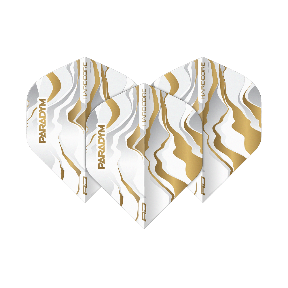 Red Dragon Hardcore Premium Paradym Gold Premium No2 Standard Flights Das Bild zeigt das Set Red Dragon Hardcore Premium Paradym Gold Premium No2 Standard Flights. Die Flights zeichnen sich durch ihr goldfarbenes Design und Premium-Qualität aus.