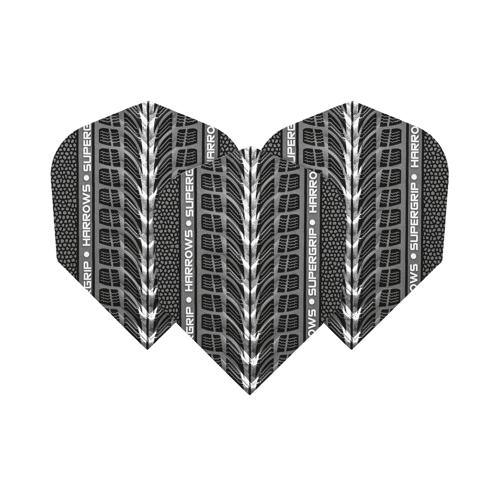 Harrows Supergrip Weiß No6 Flights Harrows Supergrip Weiß No6 Flights sind abgebildet. Das Bild zeigt weiße Dart-Flights der Marke Harrows.