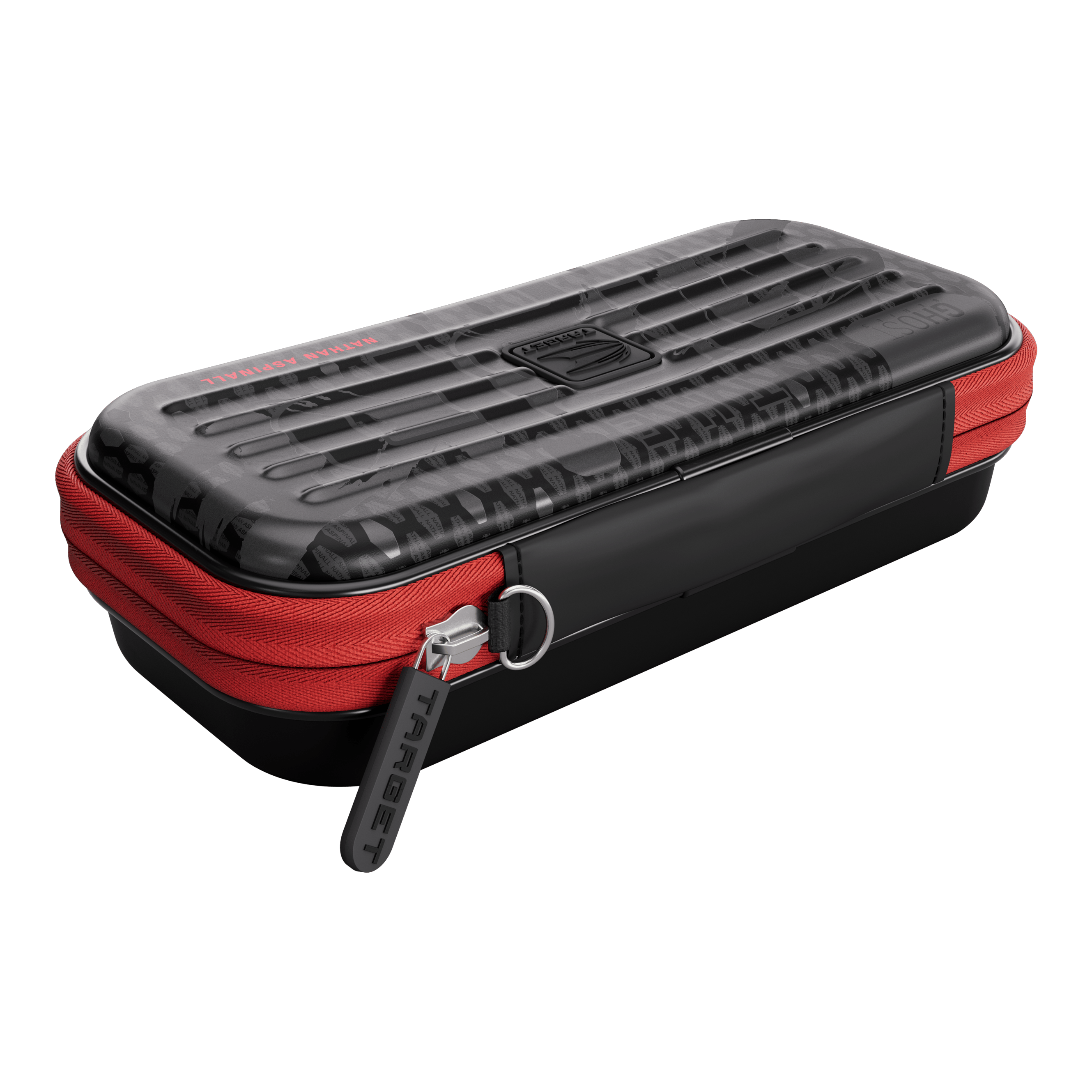Takoma Ghost Series Nathan Aspinall Dartcase Das Bild zeigt das Takoma Ghost Series Nathan Aspinall Dartcase. Es handelt sich um ein spezielles Dartcase für Profispieler.