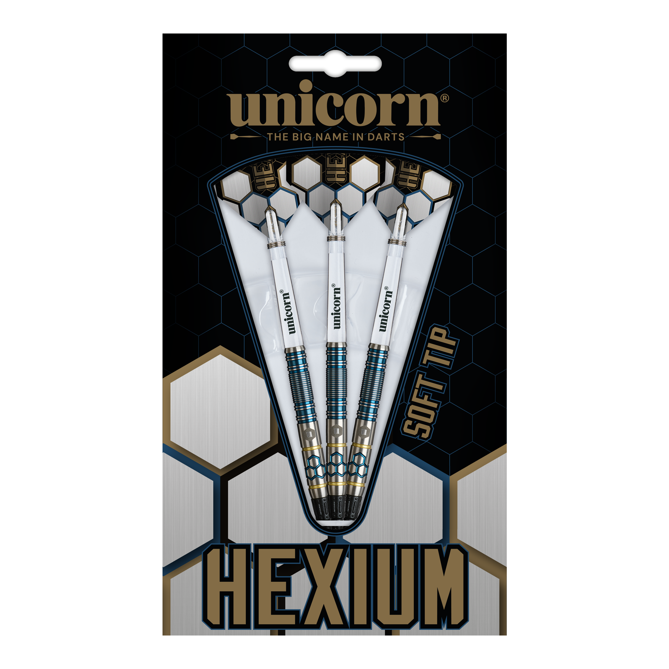 Unicorn Hexium Style 02 Blue & Gold Softdarts - 21g Unicorn Hexium Style 02 Blue & Gold Softdarts - 21g besticht durch sein modernes Design. Die stilvollen Softdarts sind ideal für Dartbegeisterte.