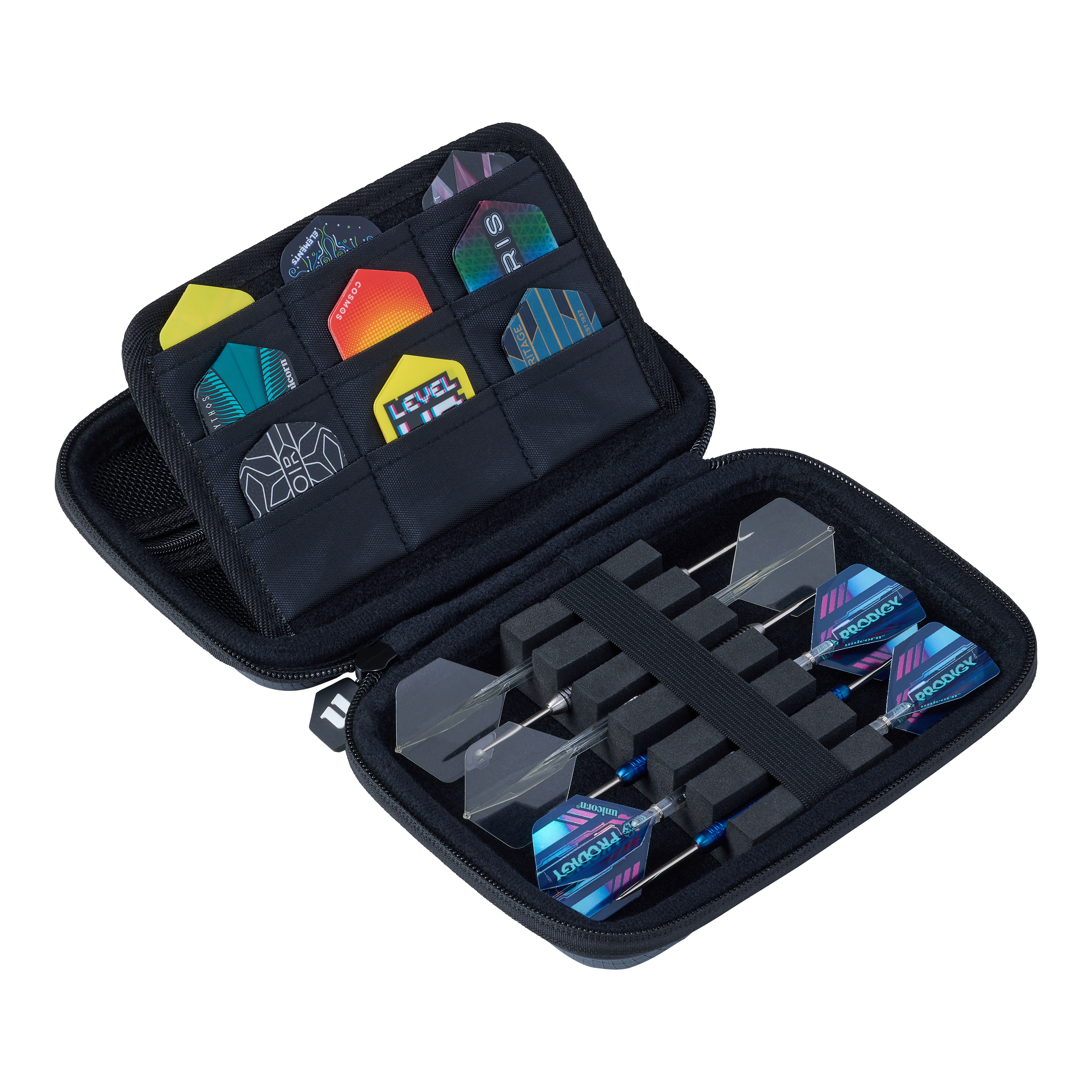 Das Bild zeigt das Unicorn Vanguard Medium Dartcase in der Farbe Grau. Diese Tasche ist robust und eignet sich für Dartspieler.