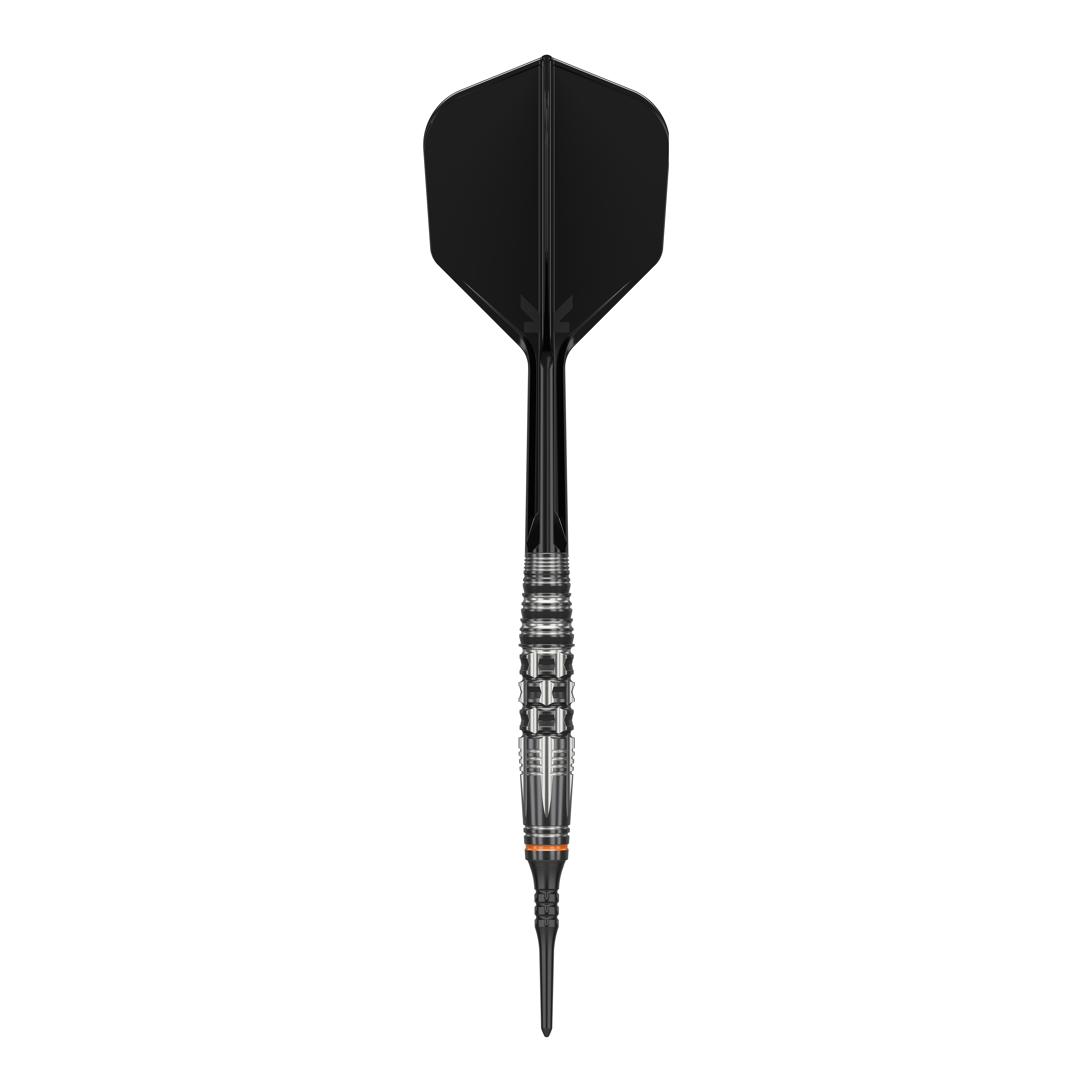 Target Japan Black Marque Dancing Duck GEN 4 Softdarts - 17g Das Bild zeigt einen Softdart mit schwarzer Spitze, Schaft und Flight. Es handelt sich um das Produkt "Target Japan Black Marque Dancing Duck GEN 4 Softdarts - 17g".