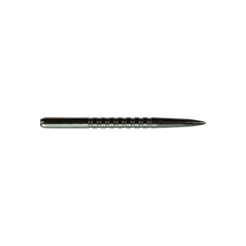 57751_Bulls_GP3_Steeldartspitzen_Schwarz_34mm_2 Das Bild zeigt eine schwarze Steeldartspitze des Modells "Bulls GP3". Die Spitze ist gerade und hat mehrere feine Rillen zur besseren Griffigkeit.