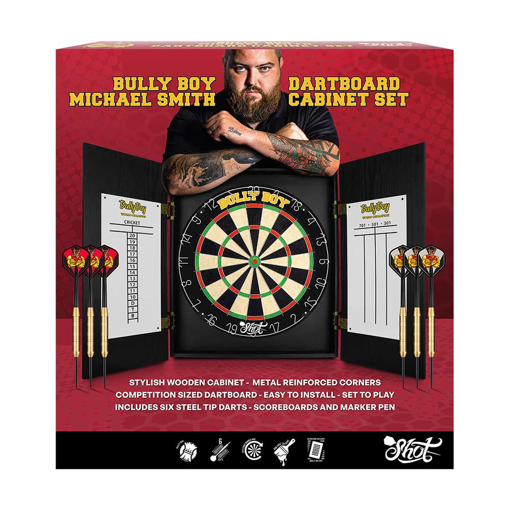 Shot Michael Smith Dartboard Kabinet Set