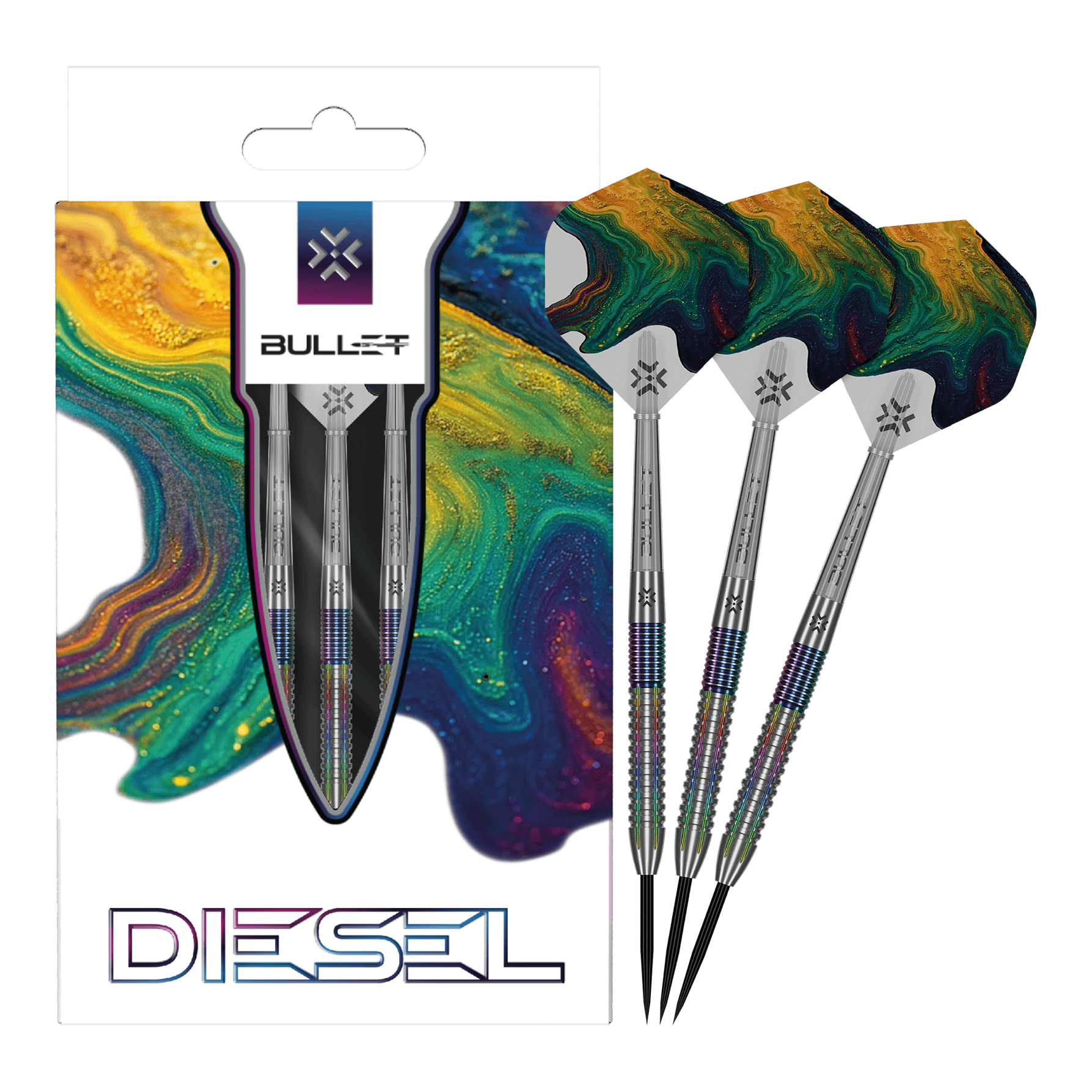 Bullet Diesel V2 Steeldarts Dies ist ein Bild der Bullet Diesel V2 Steel Darts. Die Darts sind für den Einsatz beim Steeldart geeignet.