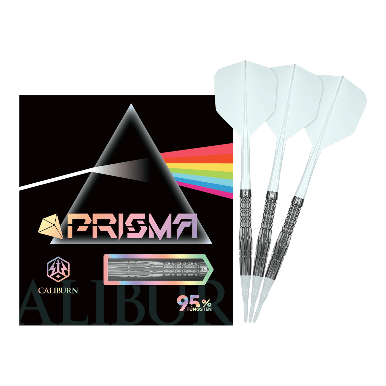 Caliburn Prisma P1 Softdarts - 19g Das Bild zeigt den vollständigen Caliburn Prisma P1 Softdart mit 19g. Dieses Produkt eignet sich ideal für Softdartspieler.
