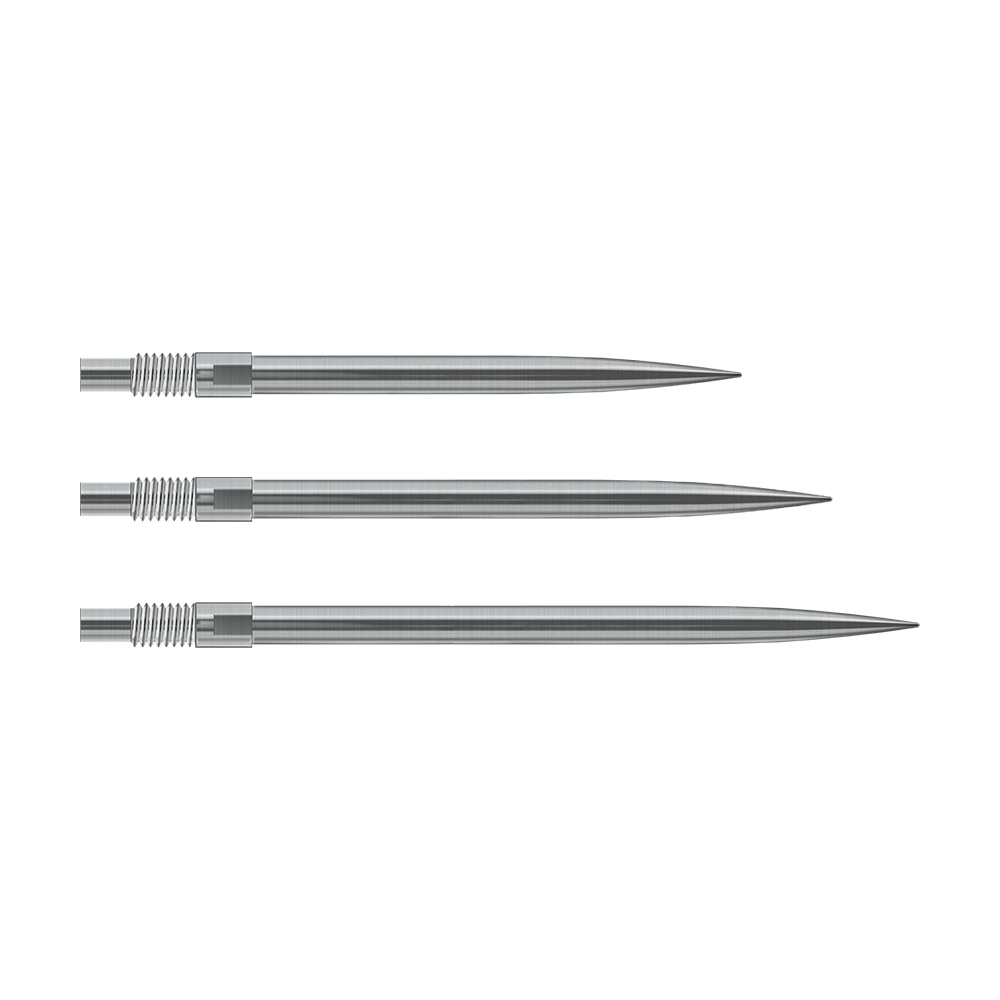 Harrows Quick Point Dartspitzen - Silber Das Bild zeigt silberne Harrows Quick Point Dartspitzen. Sie sind für Dartspieler zum einfachen Wechsel der Spitzen gedacht.
