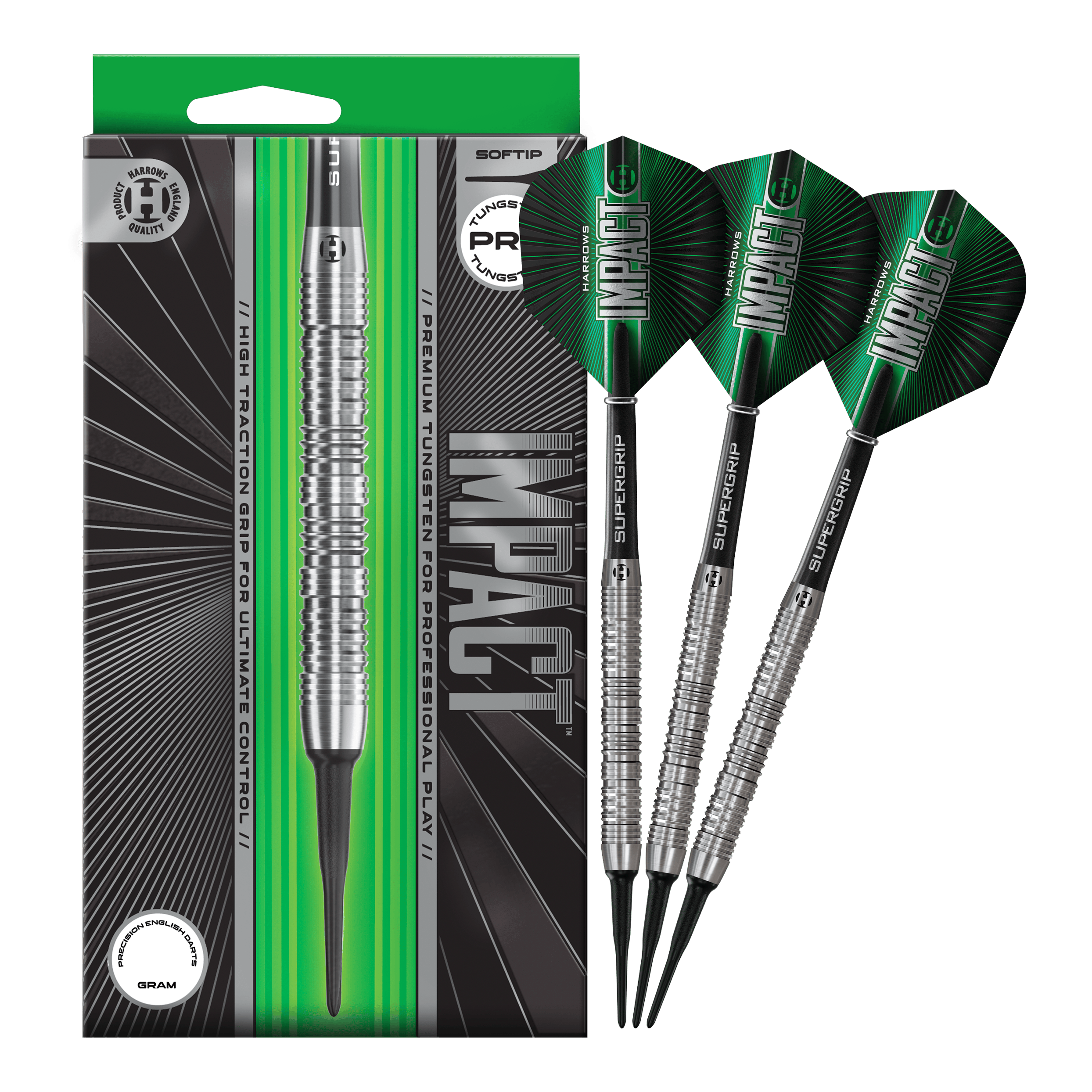 Harrows Impact Softdarts Auf dem Bild sind die Harrows Impact Softdarts komplett abgebildet. Das gesamte Produkt wird dargestellt.