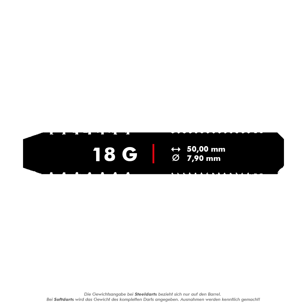17008_Bulls_Krzysztof_Ratajski_Brass_Silver_Softdarts_5_18g Das Bild zeigt die Produktdetails der Bulls Krzysztof Ratajski Brass Silver Softdarts mit einem Gewicht von 18 Gramm. Die Darts haben eine Länge von 50,00 mm und einen Durchmesser von 7,90 mm.