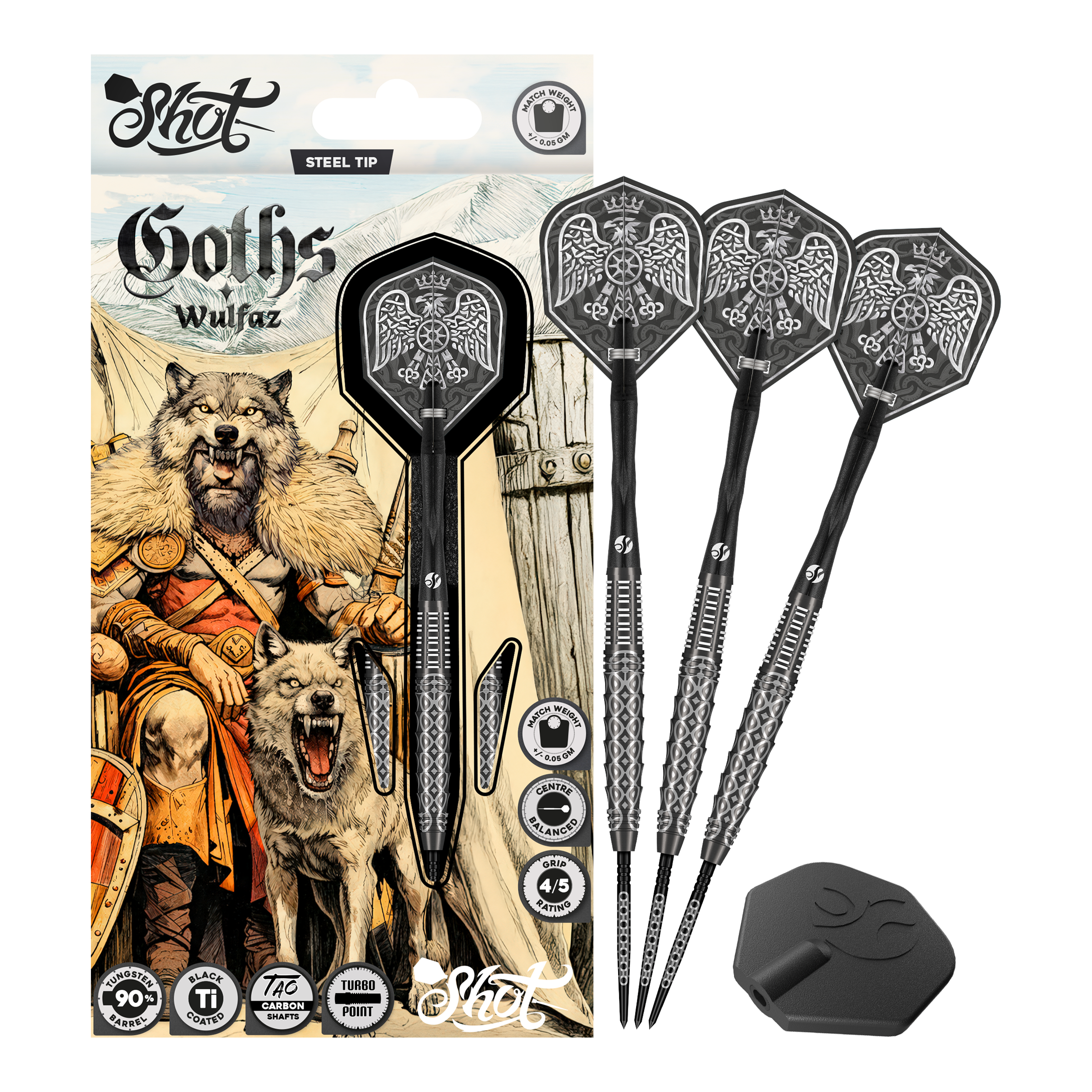 Shot Goths Wulfaz Turbo Point Steeldarts - 23g Shot Goths Wulfaz Turbo Point Steeldarts - 23g