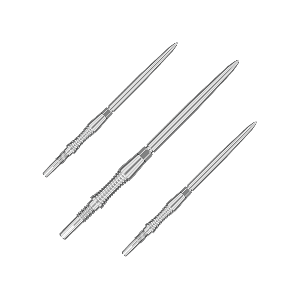 Target Swiss Point Dartspitzen Signature RST - Silber Auf dem Bild sind Dartspitzen aus dem Set '340302_Target_Swiss_Point_Dartspitzen_Signature_RST_Silber_42mm_1Set' abgebildet. Mehrere silberne Dartspitzen sind zu erkennen.