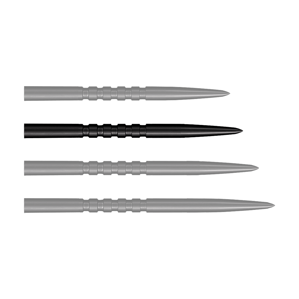 Shot Grip Point Steeldart-Spitzen - Schwarz Zu sehen sind schwarze Steeldartspitzen. Dies ist das Modell Grip Point in 35 mm Länge.