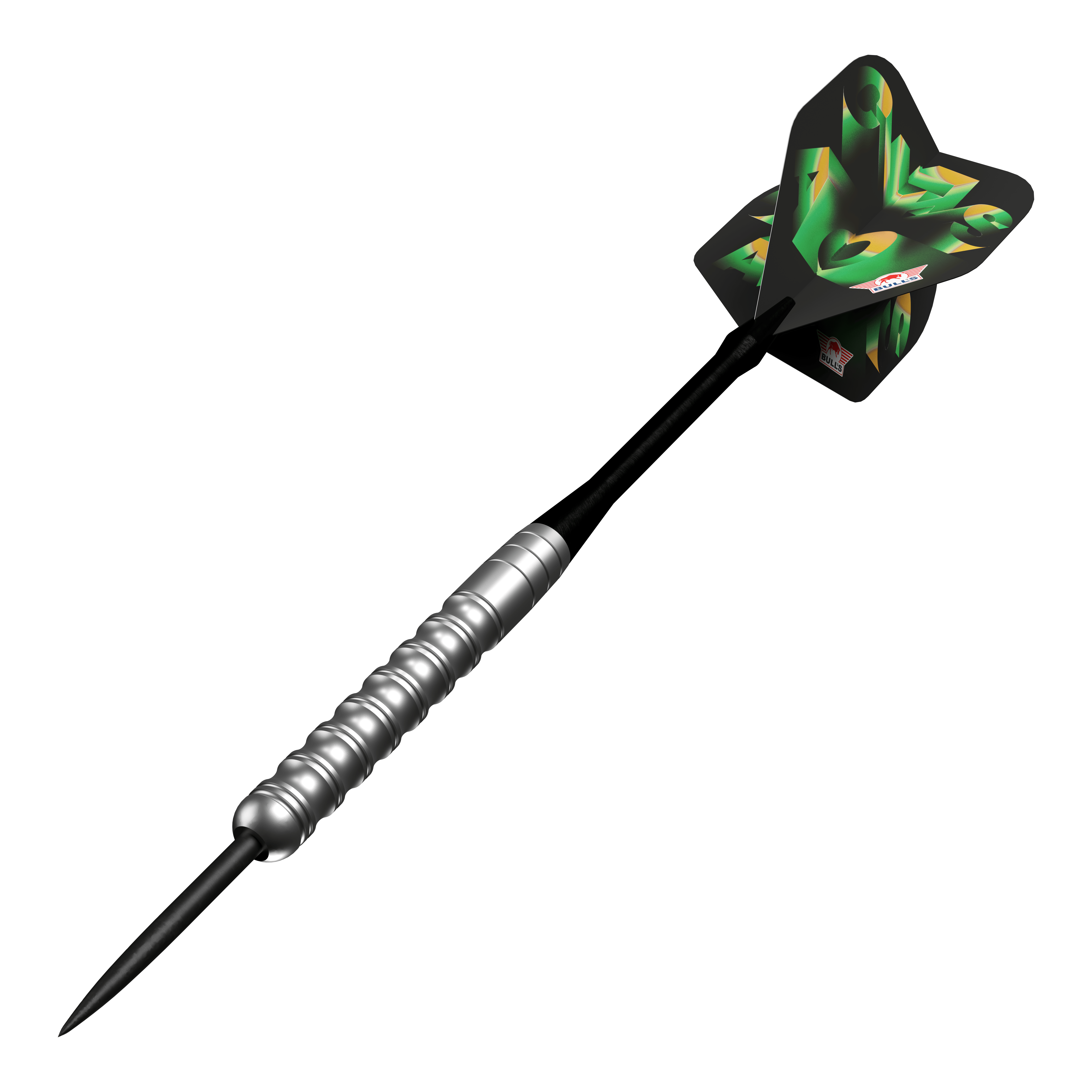 Bulls NL Chaos Green Steeldarts - 24g Das Bild zeigt die Bulls NL Chaos Green Steeldarts - 24g. Die grünen Steeldarts sind nebeneinander angeordnet.