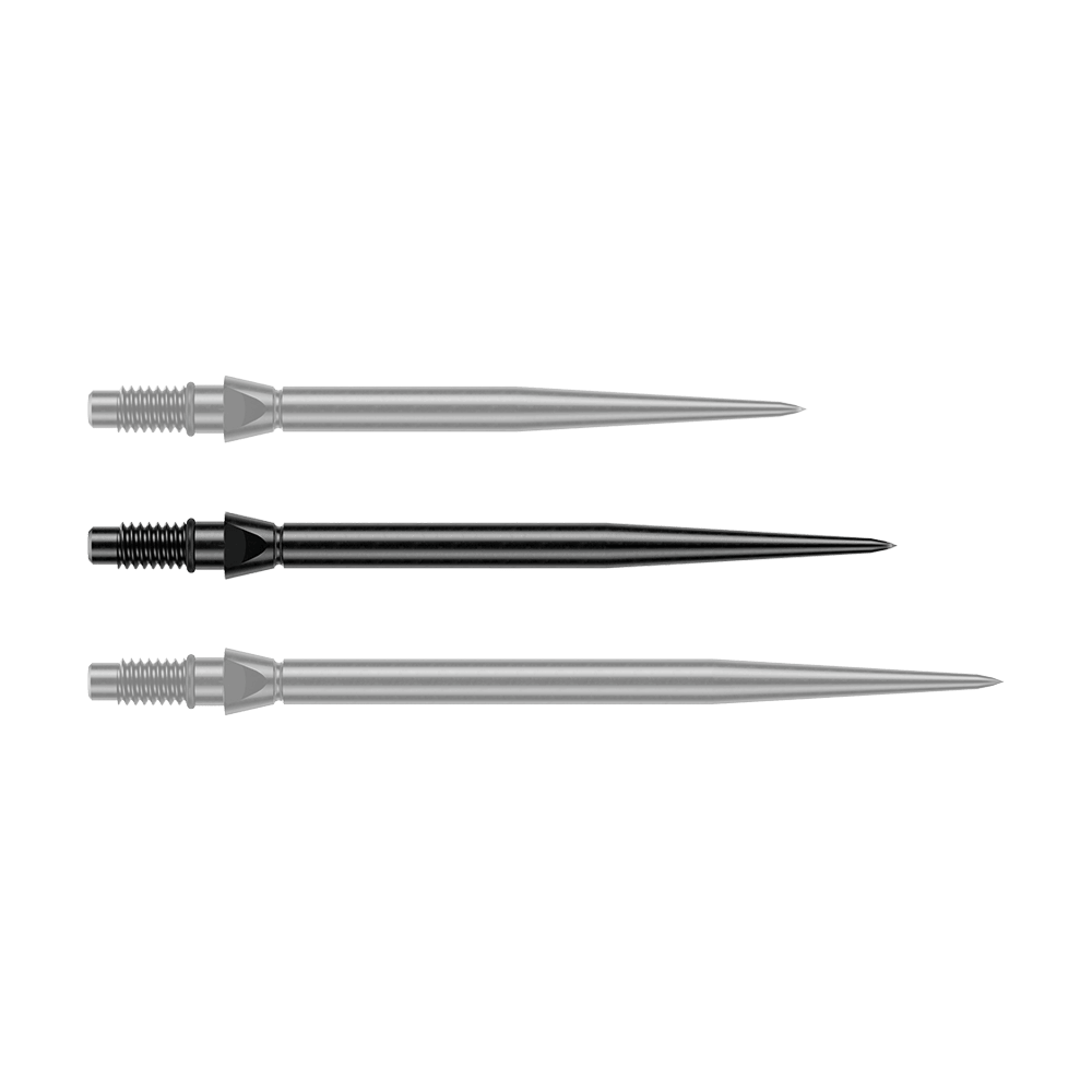 Winmau Steeldartspitzen in Schwarz und glatter Optik, 30 mm lang. Das Produkt ist für den Dartsport konzipiert.