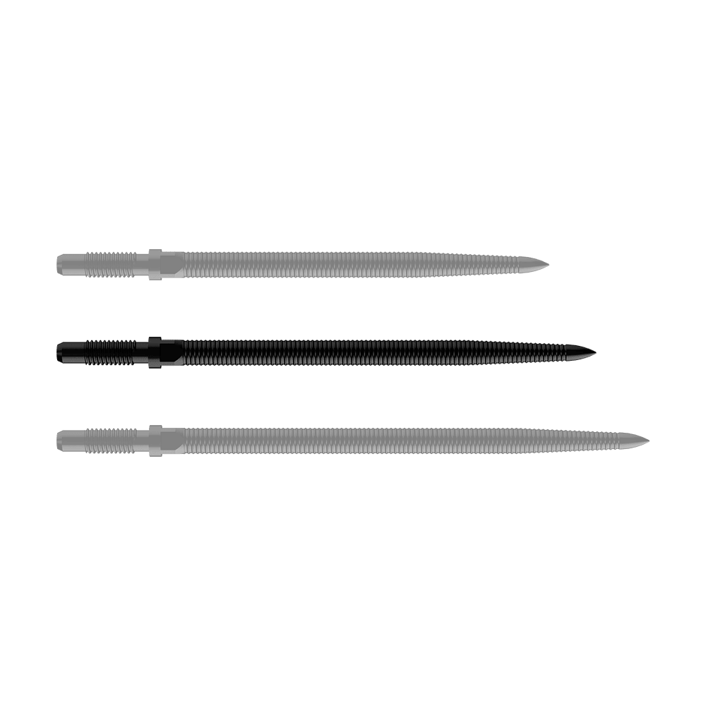 Bulls NL Convertible Point Dartspitzen - Micro Grip - Schwarz Dargestellt ist eine schwarze Dartspitze, Modell MicroGrip in 36mm Länge. Das Produkt ist unter dem Dateinamen BU57705_BullsNL_Convertible_Points_MicroGrip_Schwarz_36mm_1 bekannt.