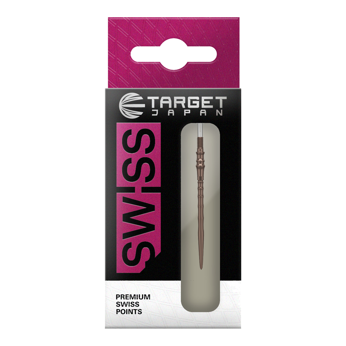 Das Bild zeigt die Target Japan Premium Swiss Point Steldartspitzen - Silica. Diese hochwertigen Steeldartspitzen sind in einer detaillierten Nahaufnahme dargestellt.