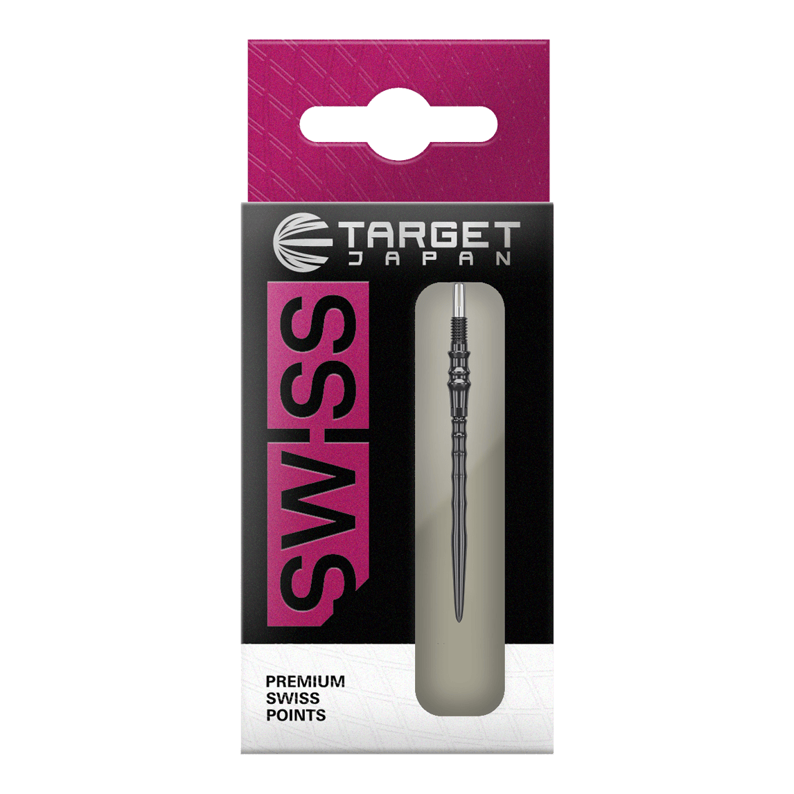 Target Japan Premium Swiss Point Steeldartspitzen - Schwarz Das Bild zeigt die Target Japan Premium Swiss Point Steldartspitzen - Schwarz. Es handelt sich um hochwertige Steeldartspitzen für präzises Dartspiel.