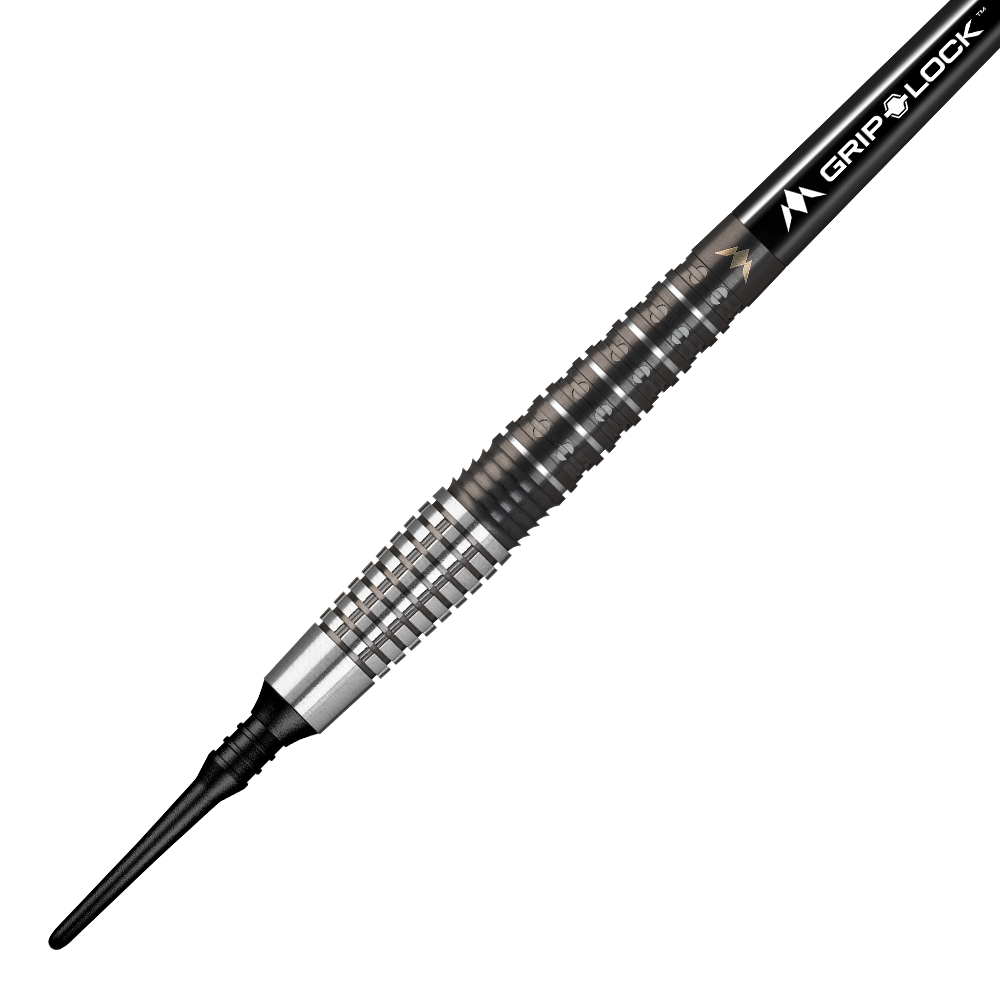 Mission Makara M2 Softdarts - 20g Dies ist der Mission Makara M2 Softdart mit einem Gewicht von 20g. Der Dartpfeil hat ein silber-schwarzes Design mit strukturiertem Griffbereich und einer schwarzen Kunststoffspitze.